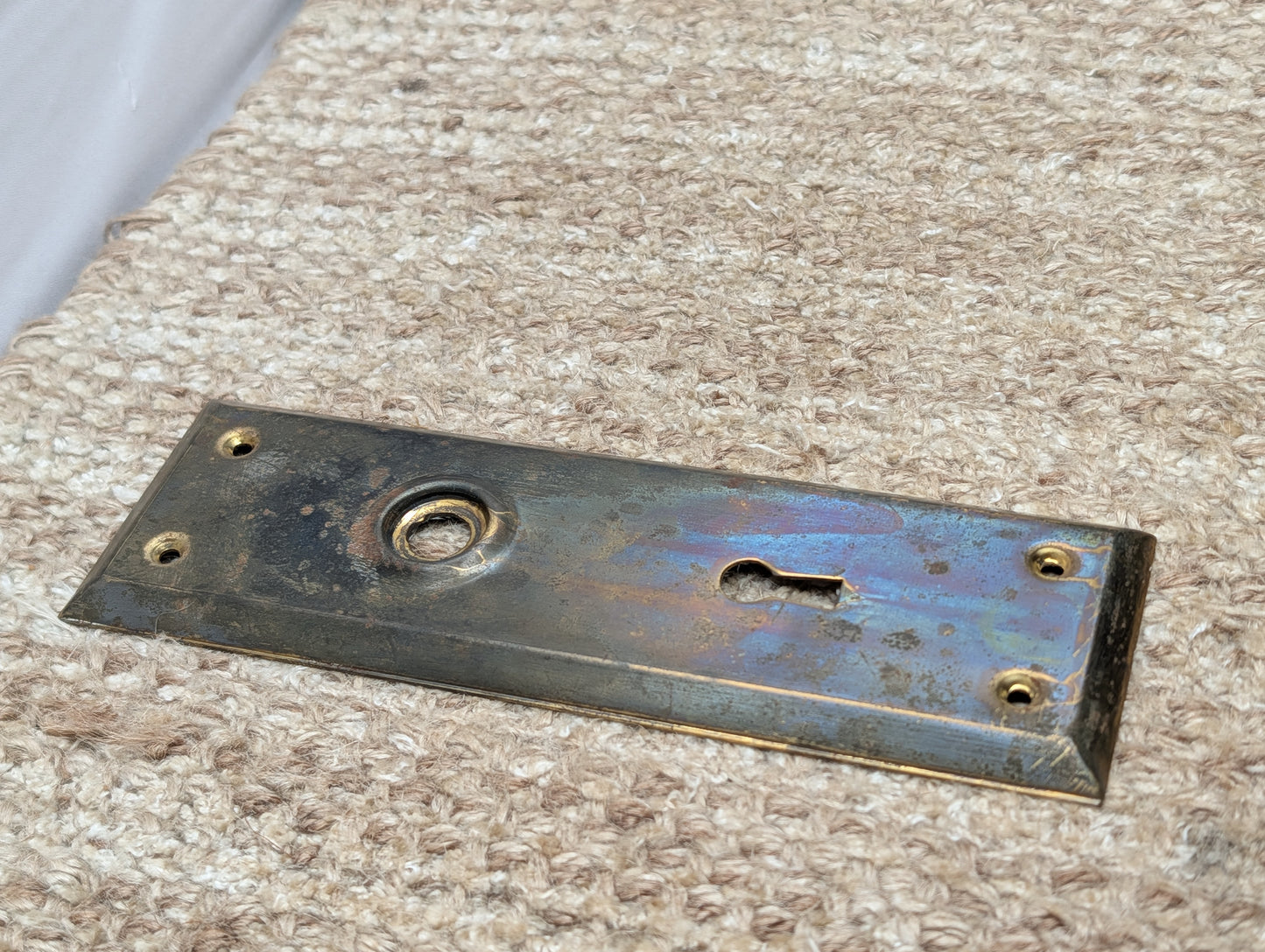 2 1/4" x 7" Antique Steel Door Knob Plate