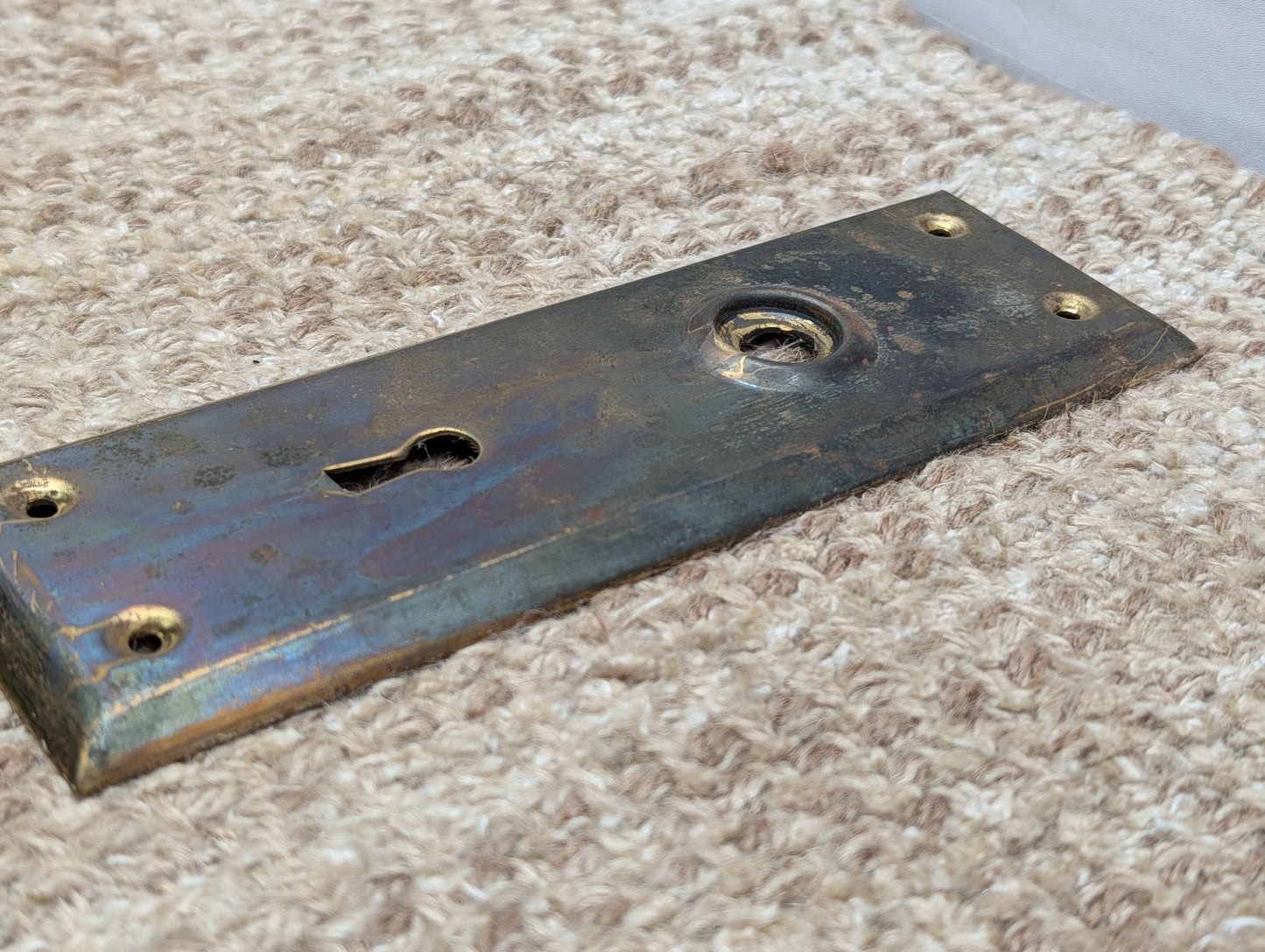 2 1/4" x 7" Antique Steel Door Knob Plate