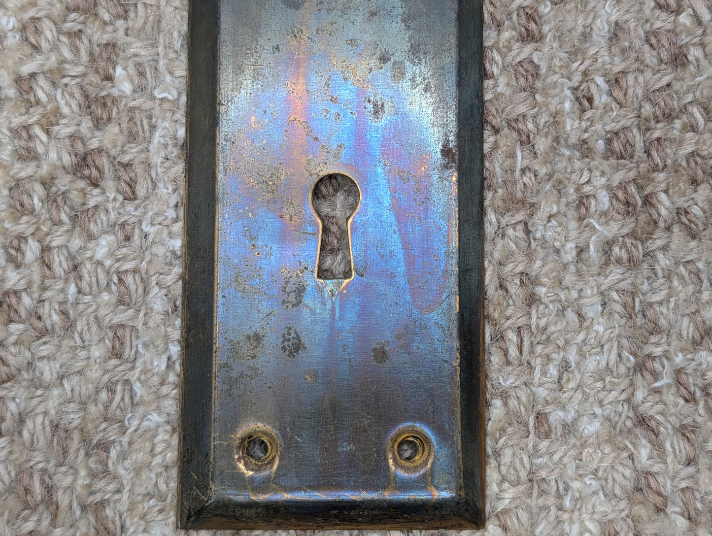 2 1/4" x 7" Antique Steel Door Knob Plate