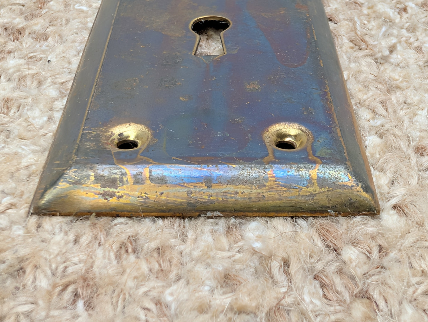 2 1/4" x 7" Antique Steel Door Knob Plate