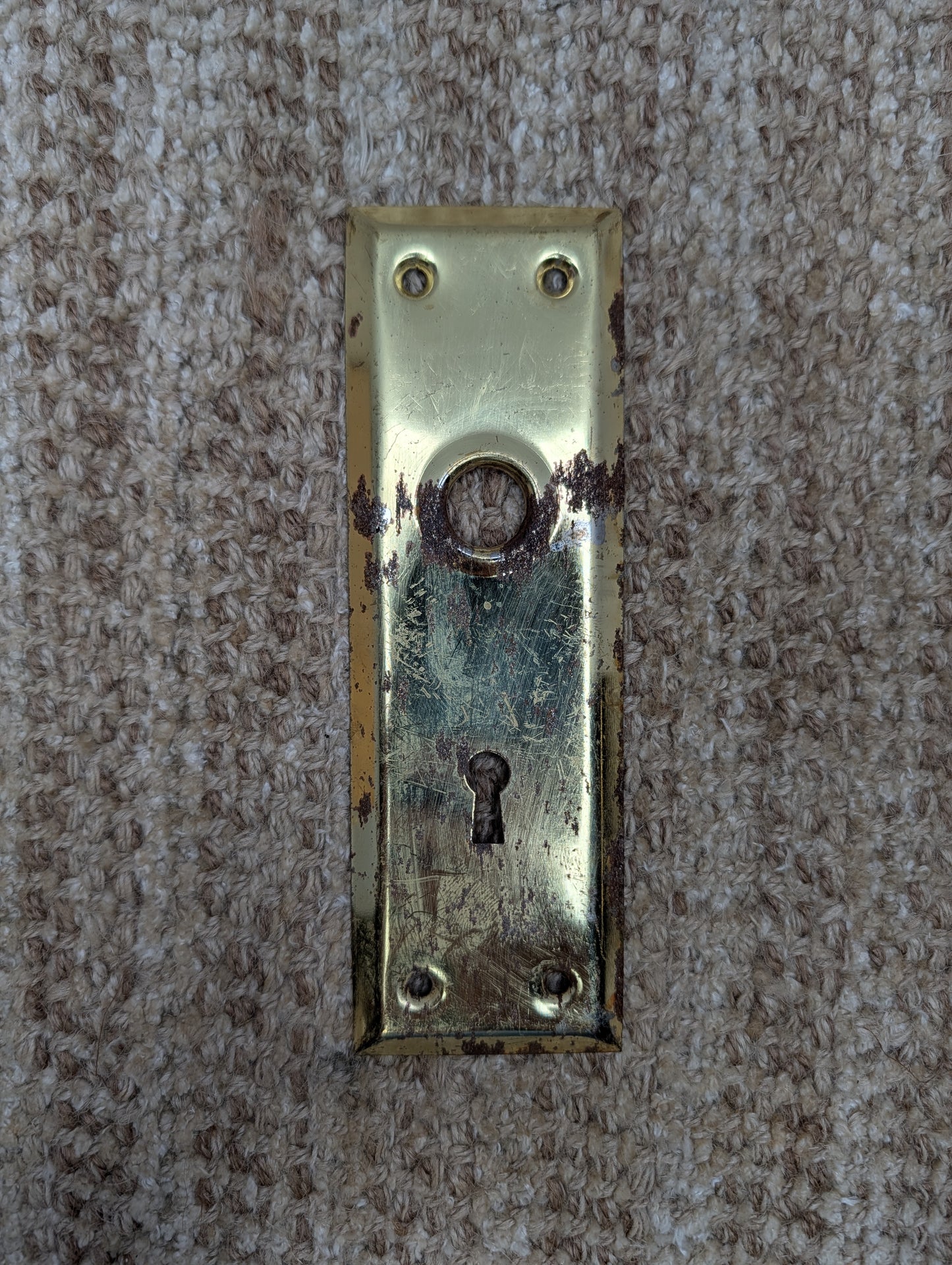 2 1/4" x 7 1/16" Antique Steel Door Knob Plate