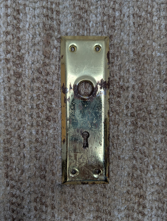 2 1/4" x 7 1/16" Antique Steel Door Knob Plate