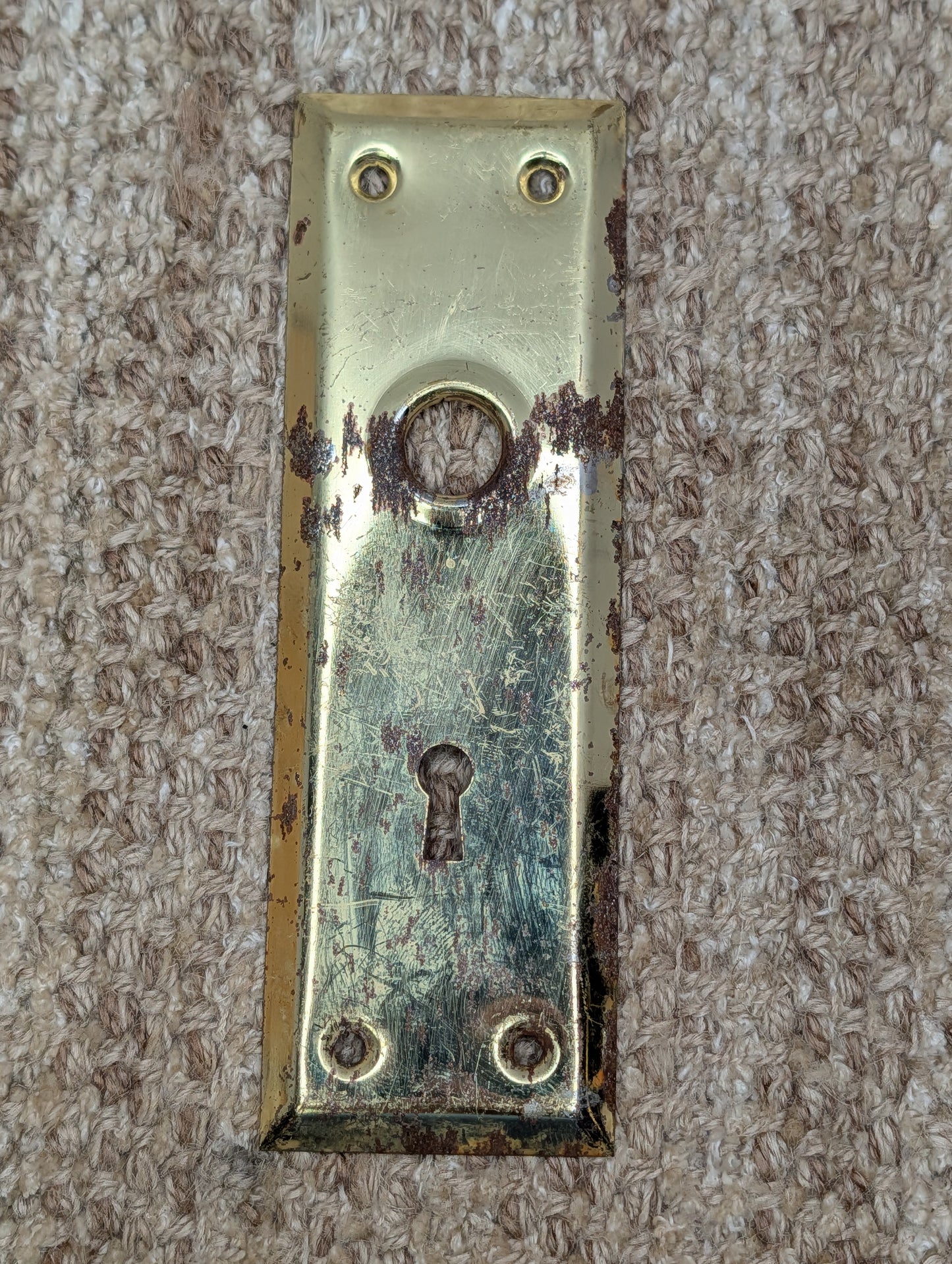 2 1/4" x 7 1/16" Antique Steel Door Knob Plate
