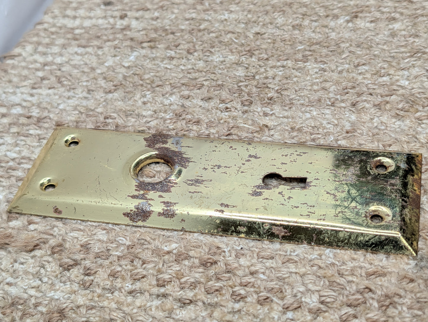 2 1/4" x 7 1/16" Antique Steel Door Knob Plate