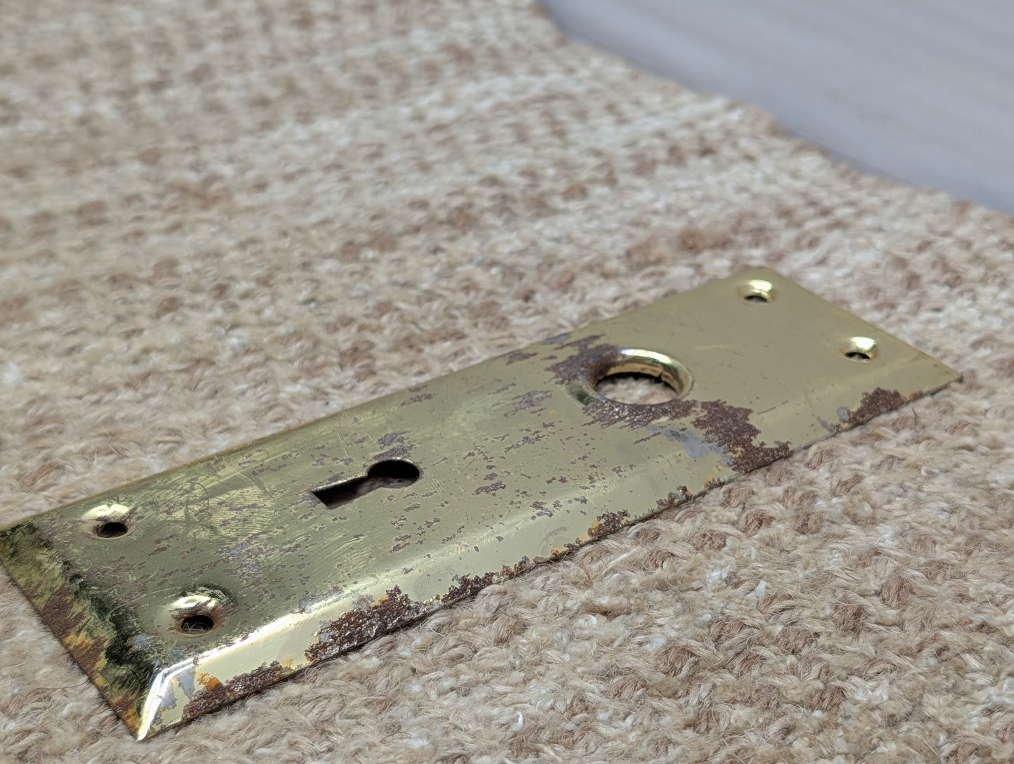 2 1/4" x 7 1/16" Antique Steel Door Knob Plate