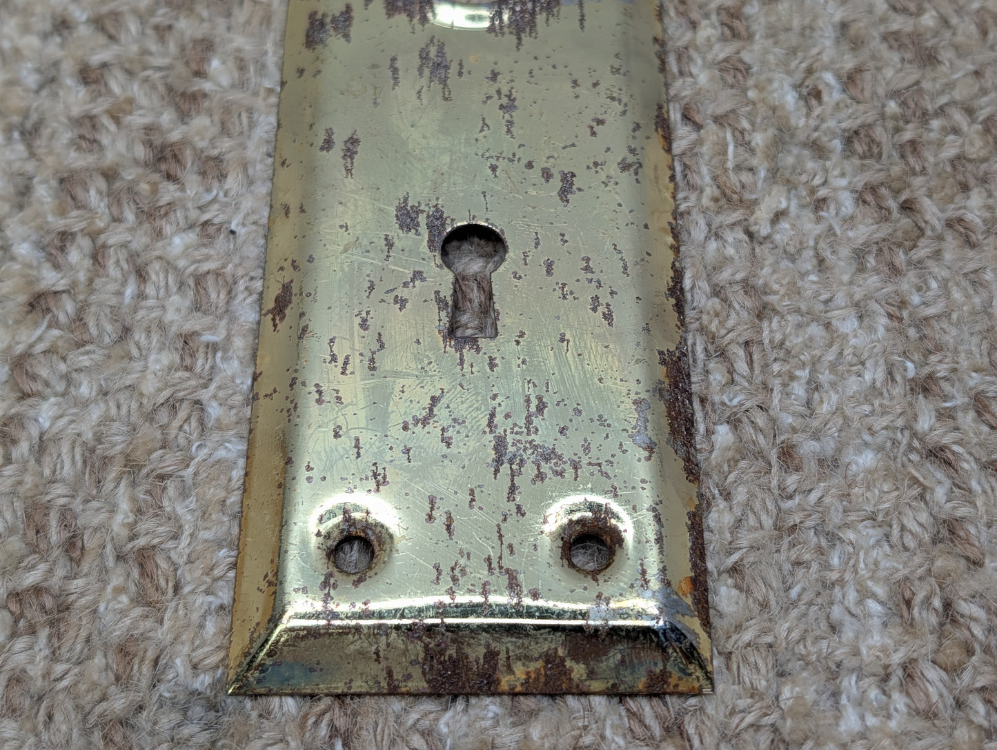 2 1/4" x 7 1/16" Antique Steel Door Knob Plate