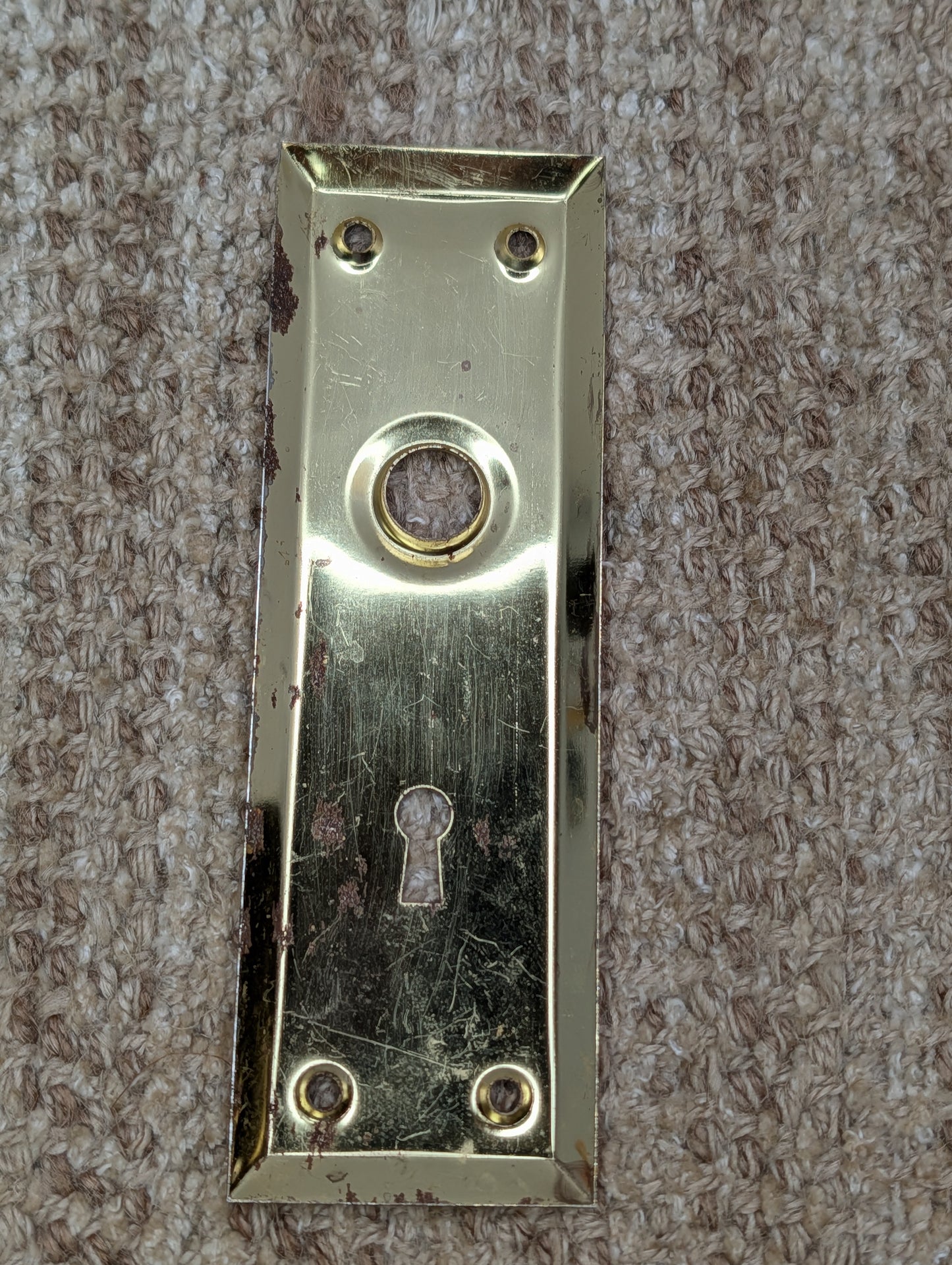 2 1/4" x 7 1/16" Antique Steel Door Knob Plate