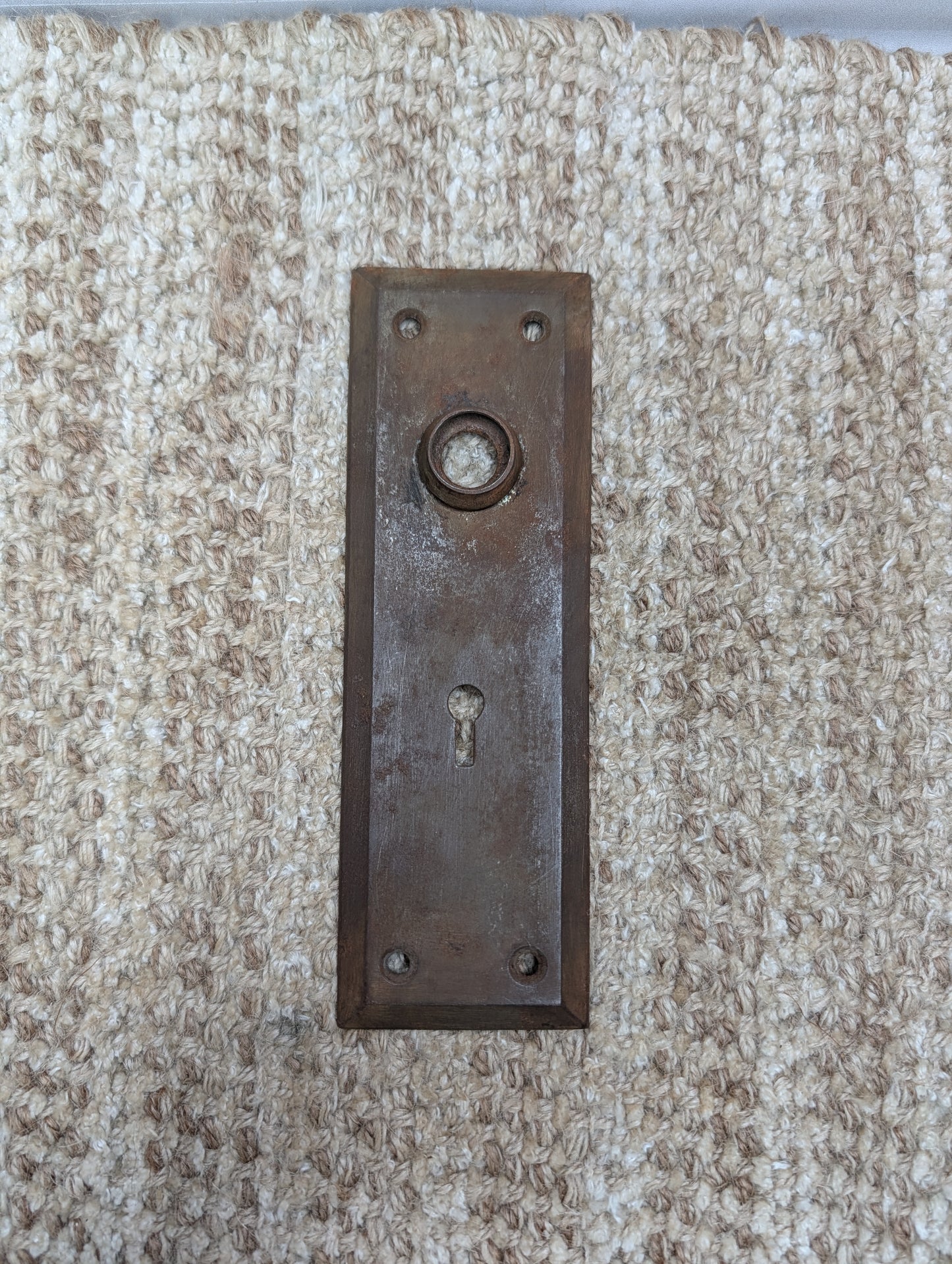 2 1/4" x 7" Antique Steel Door Knob Plate