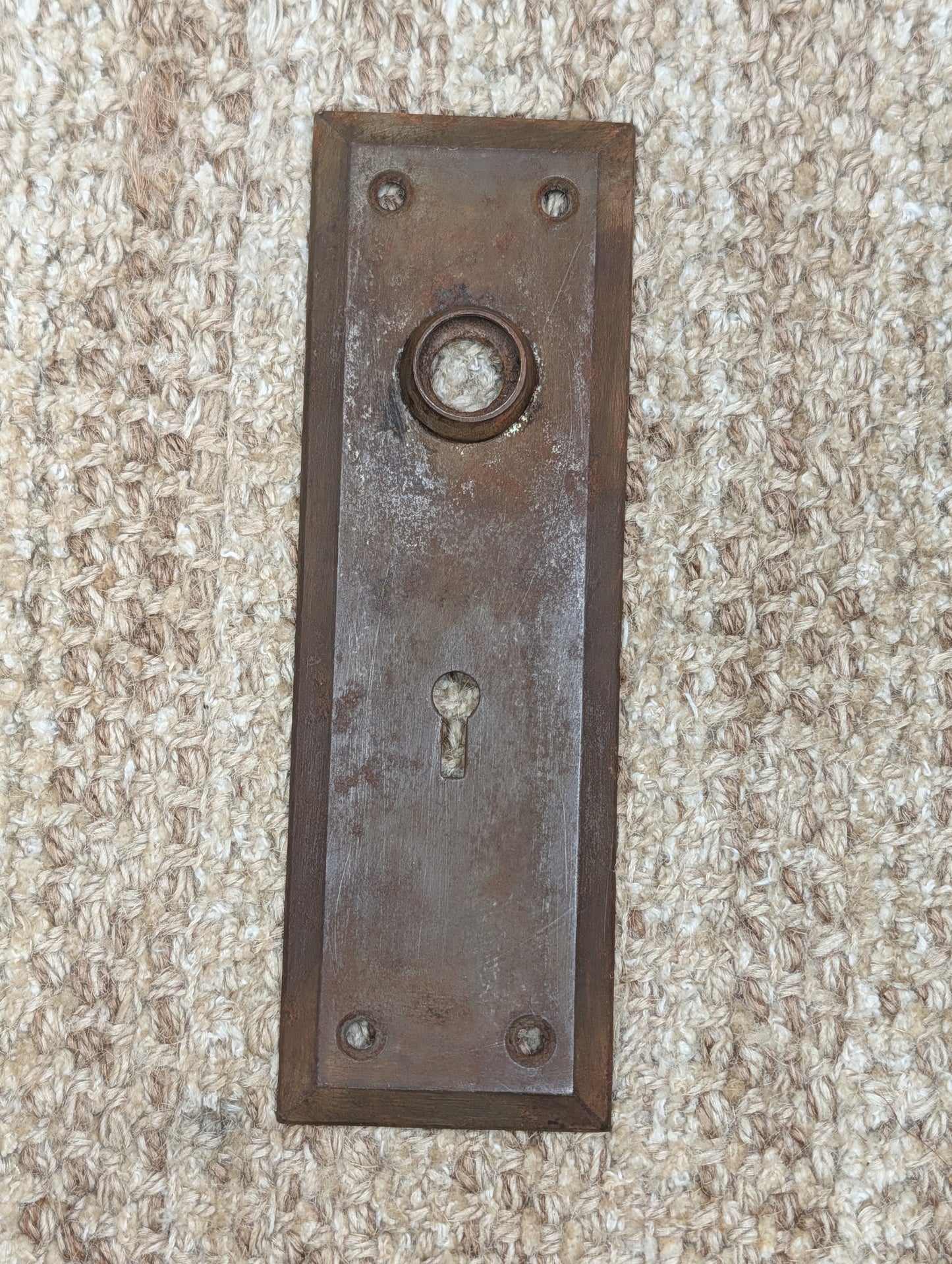 2 1/4" x 7" Antique Steel Door Knob Plate