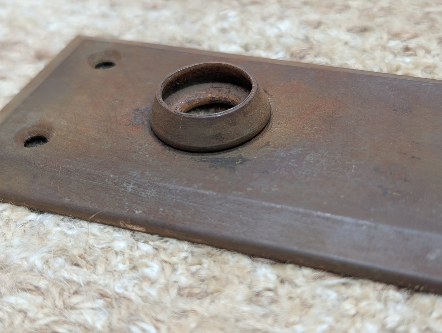 2 1/4" x 7" Antique Steel Door Knob Plate