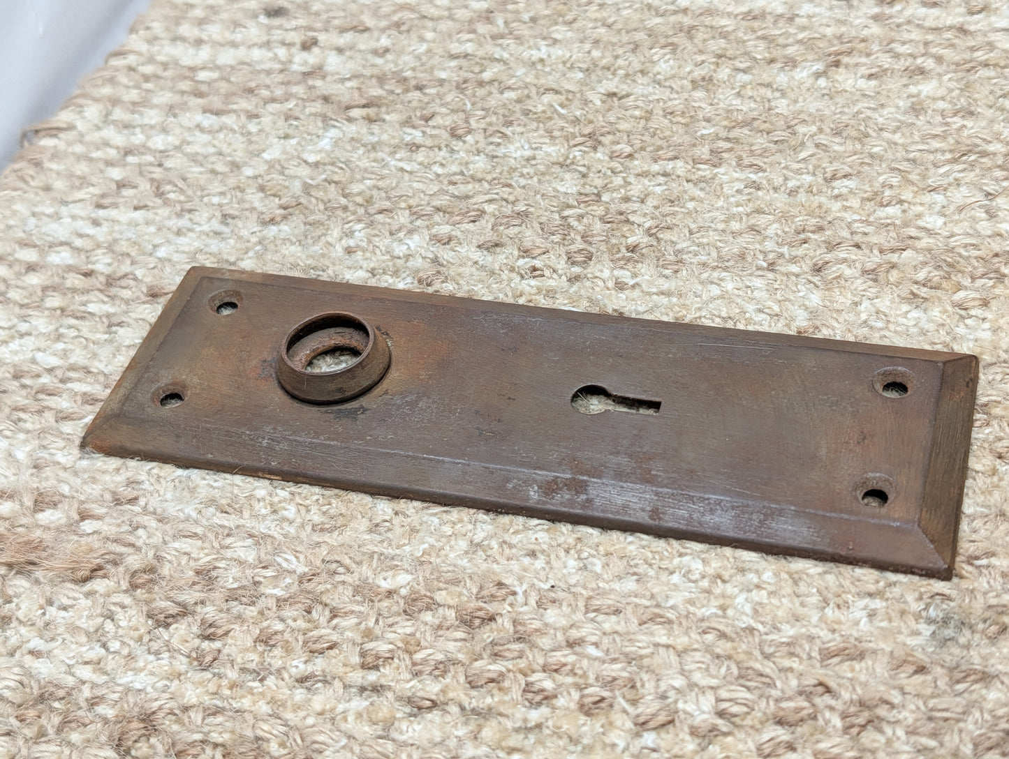 2 1/4" x 7" Antique Steel Door Knob Plate