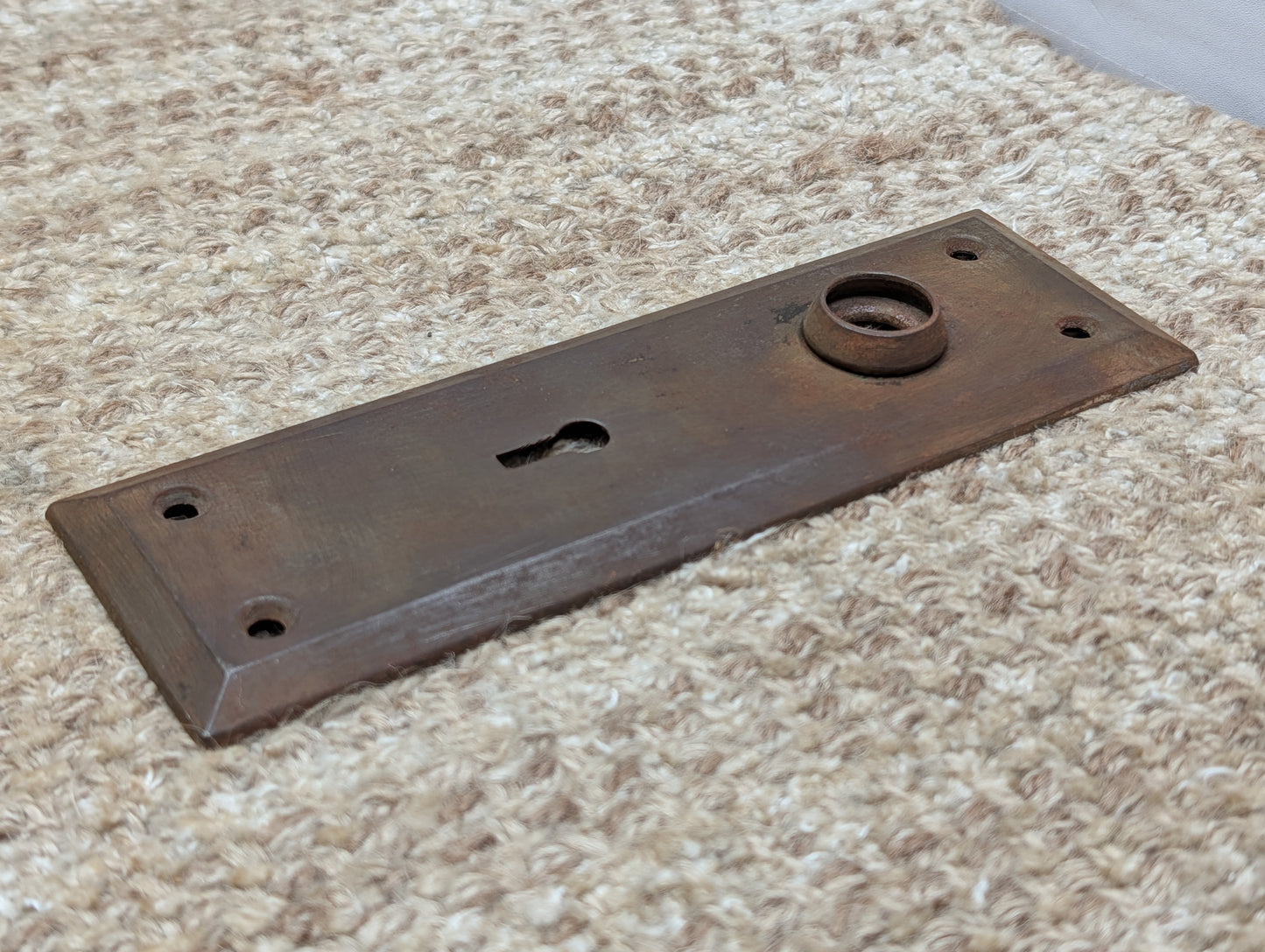 2 1/4" x 7" Antique Steel Door Knob Plate