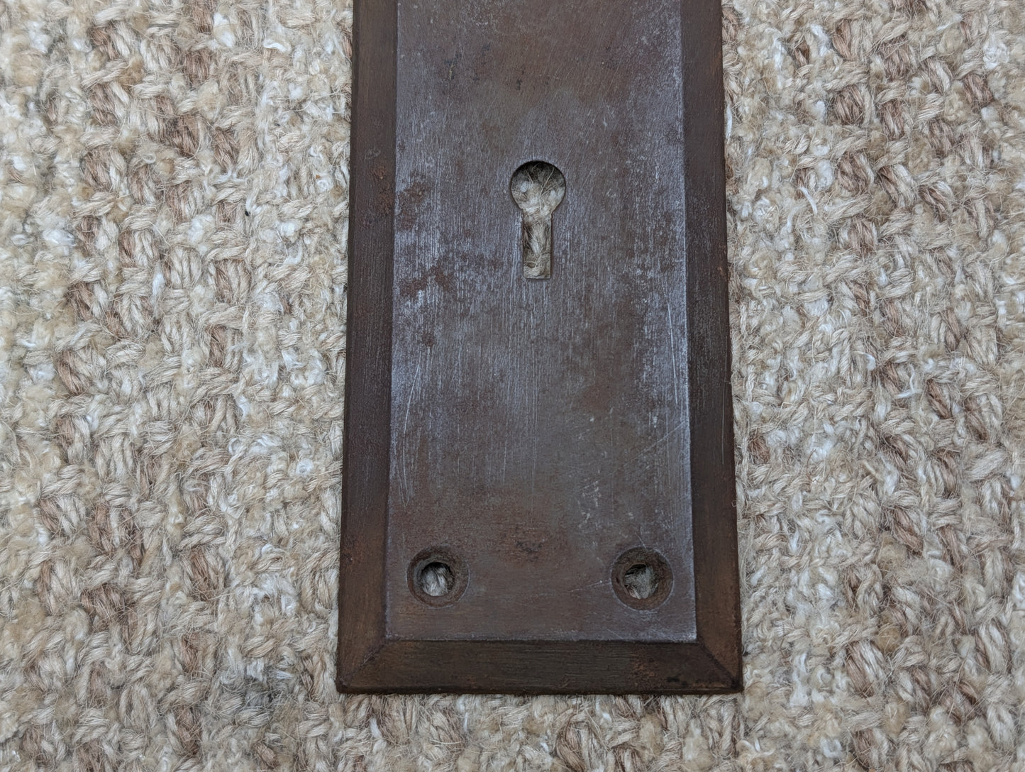 2 1/4" x 7" Antique Steel Door Knob Plate