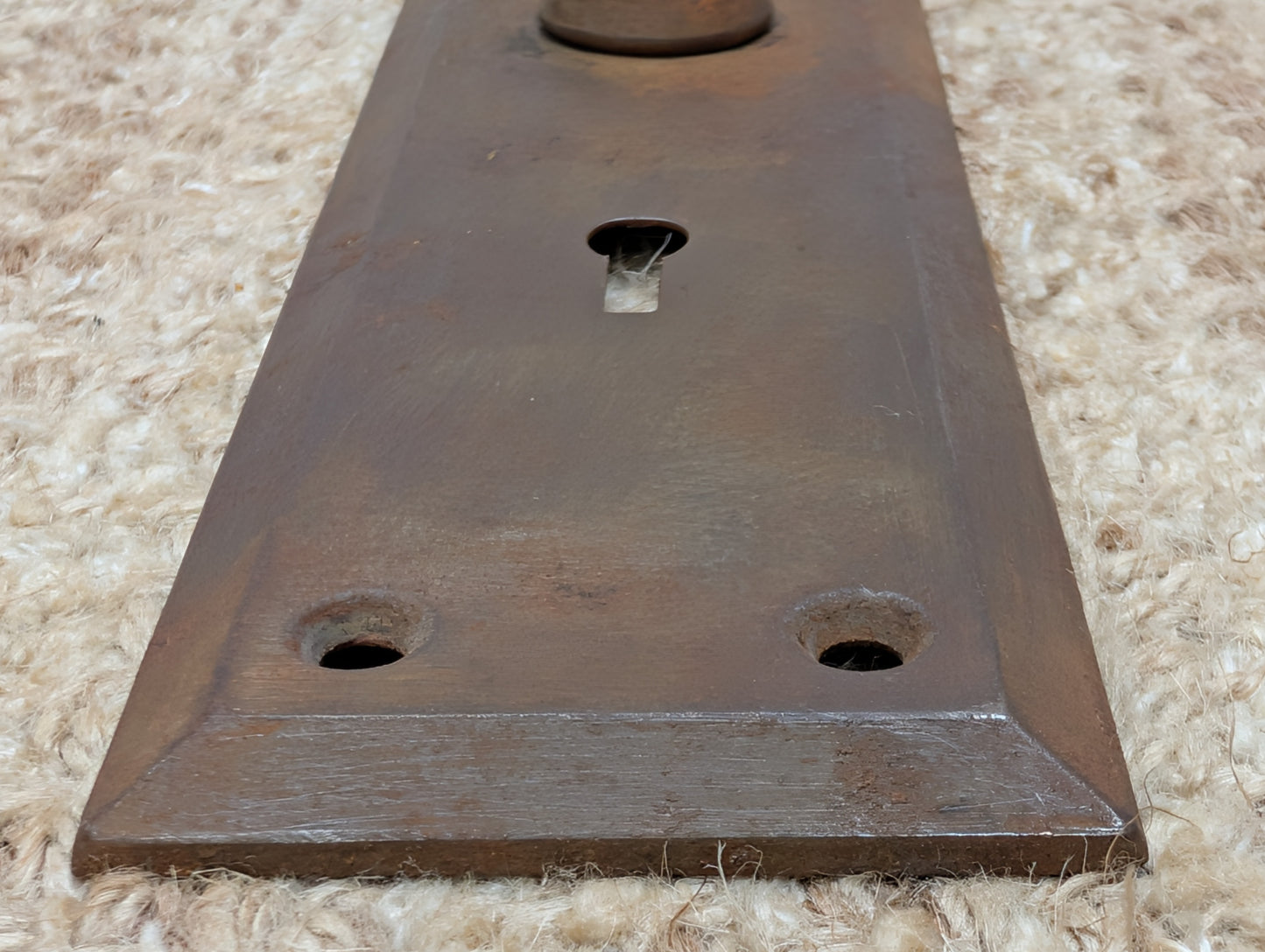 2 1/4" x 7" Antique Steel Door Knob Plate