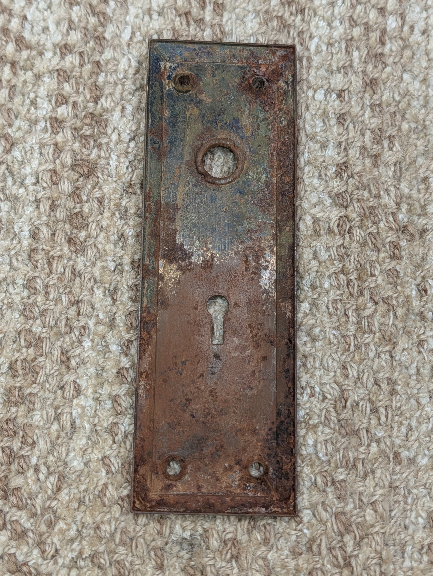 2 1/4" x 7" Antique Steel Door Knob Plate