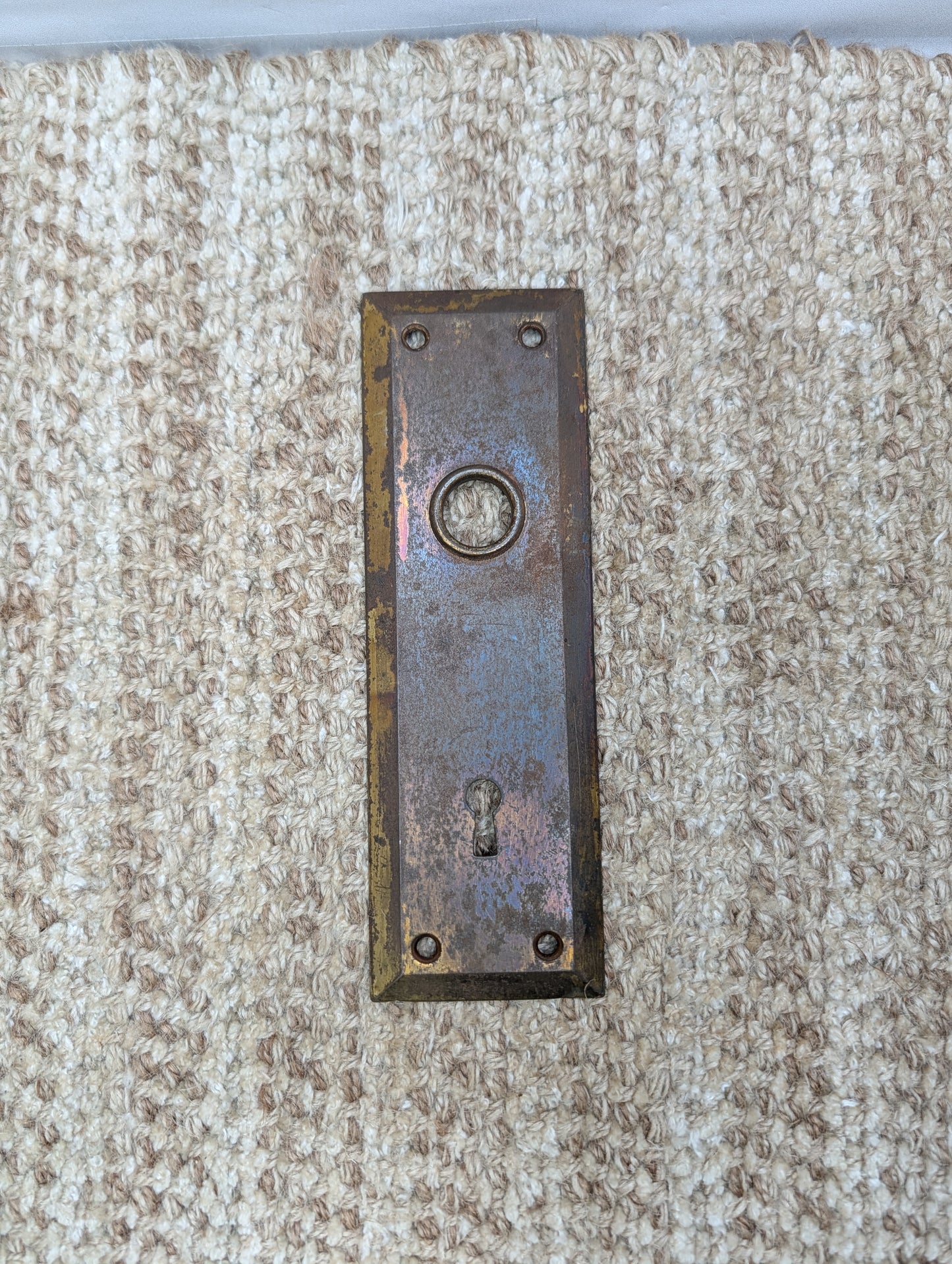 2 1/4" x 7" Antique Steel Door Knob Plate