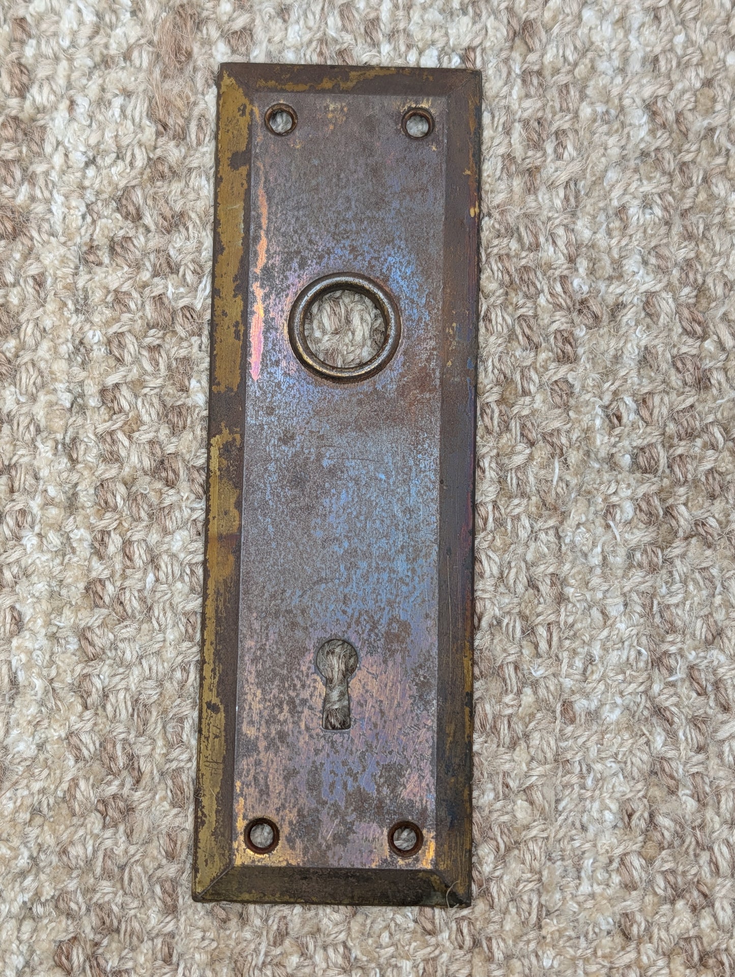 2 1/4" x 7" Antique Steel Door Knob Plate