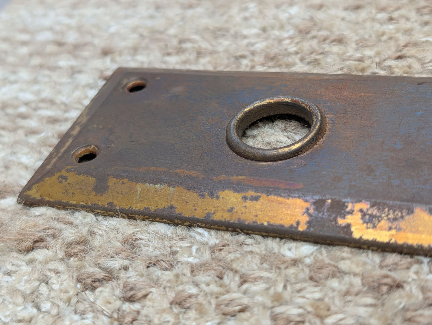 2 1/4" x 7" Antique Steel Door Knob Plate