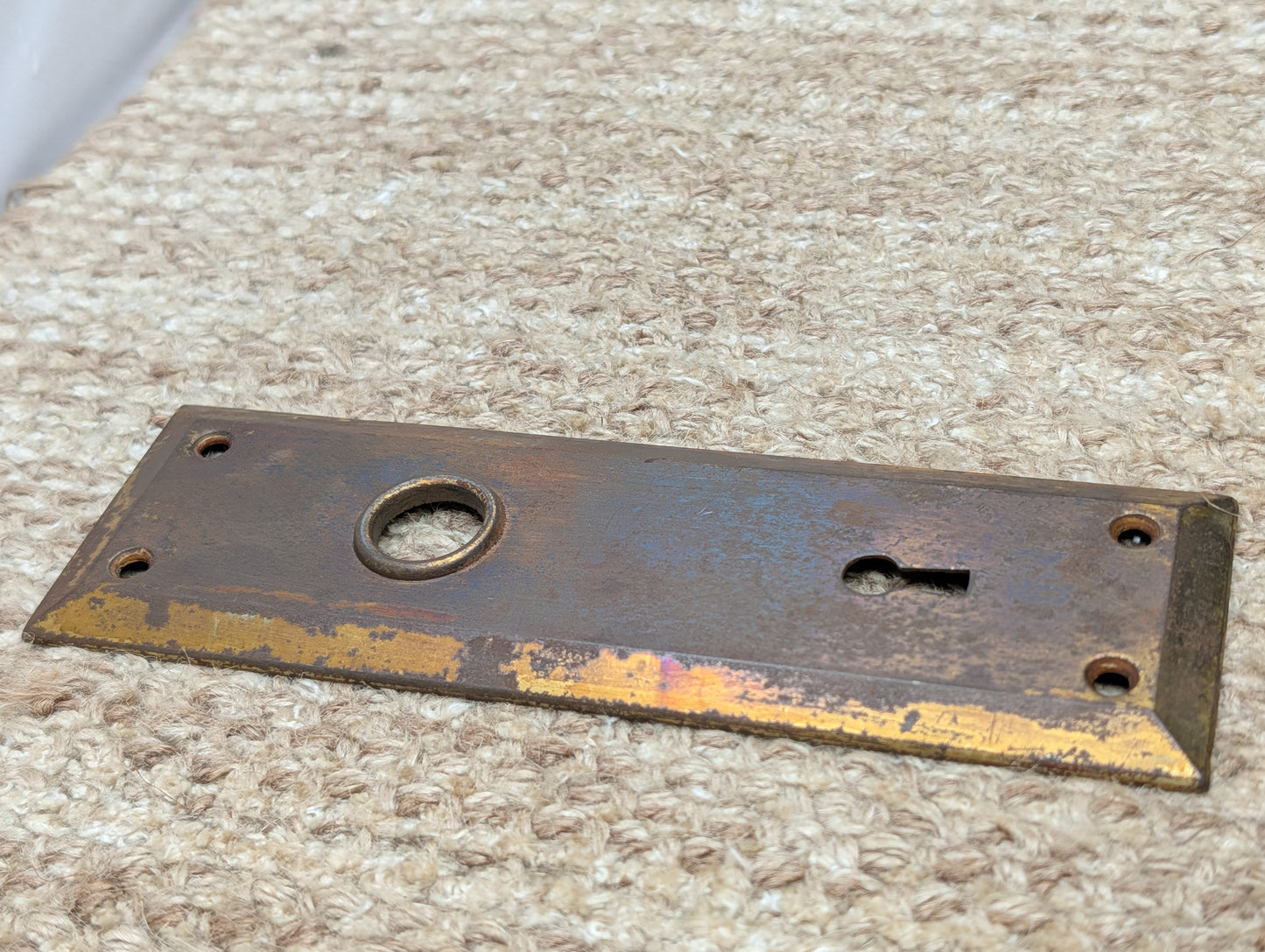2 1/4" x 7" Antique Steel Door Knob Plate