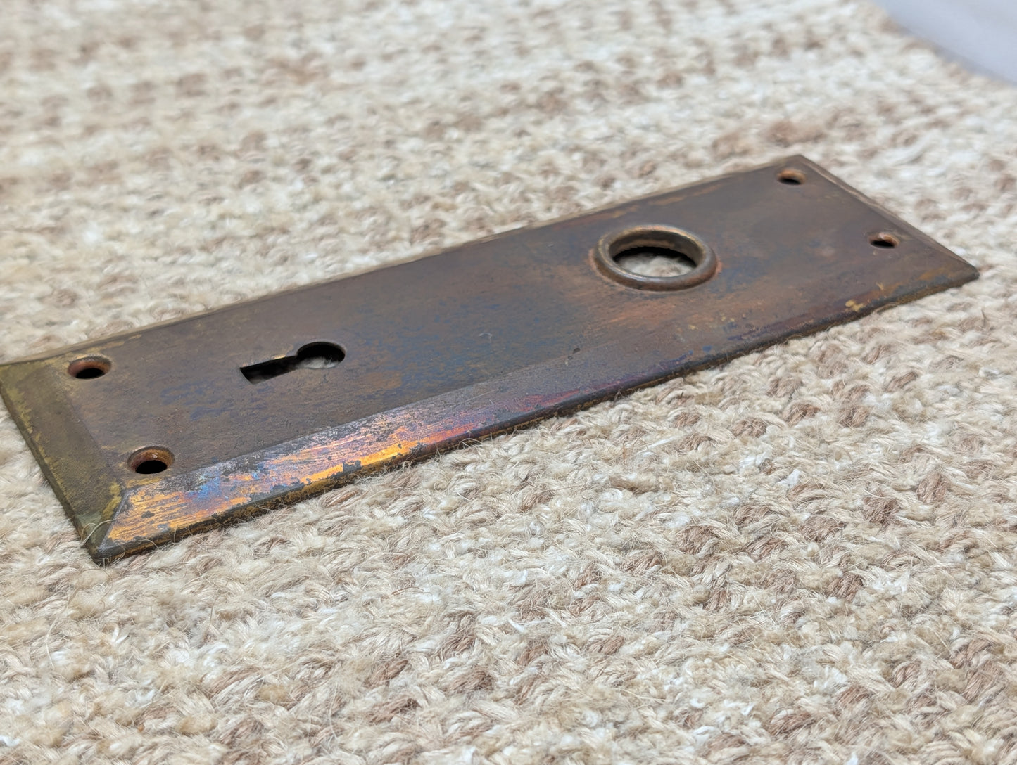 2 1/4" x 7" Antique Steel Door Knob Plate