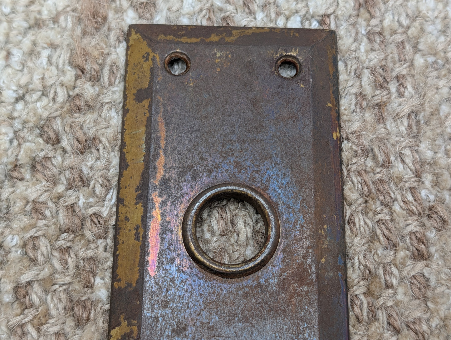 2 1/4" x 7" Antique Steel Door Knob Plate