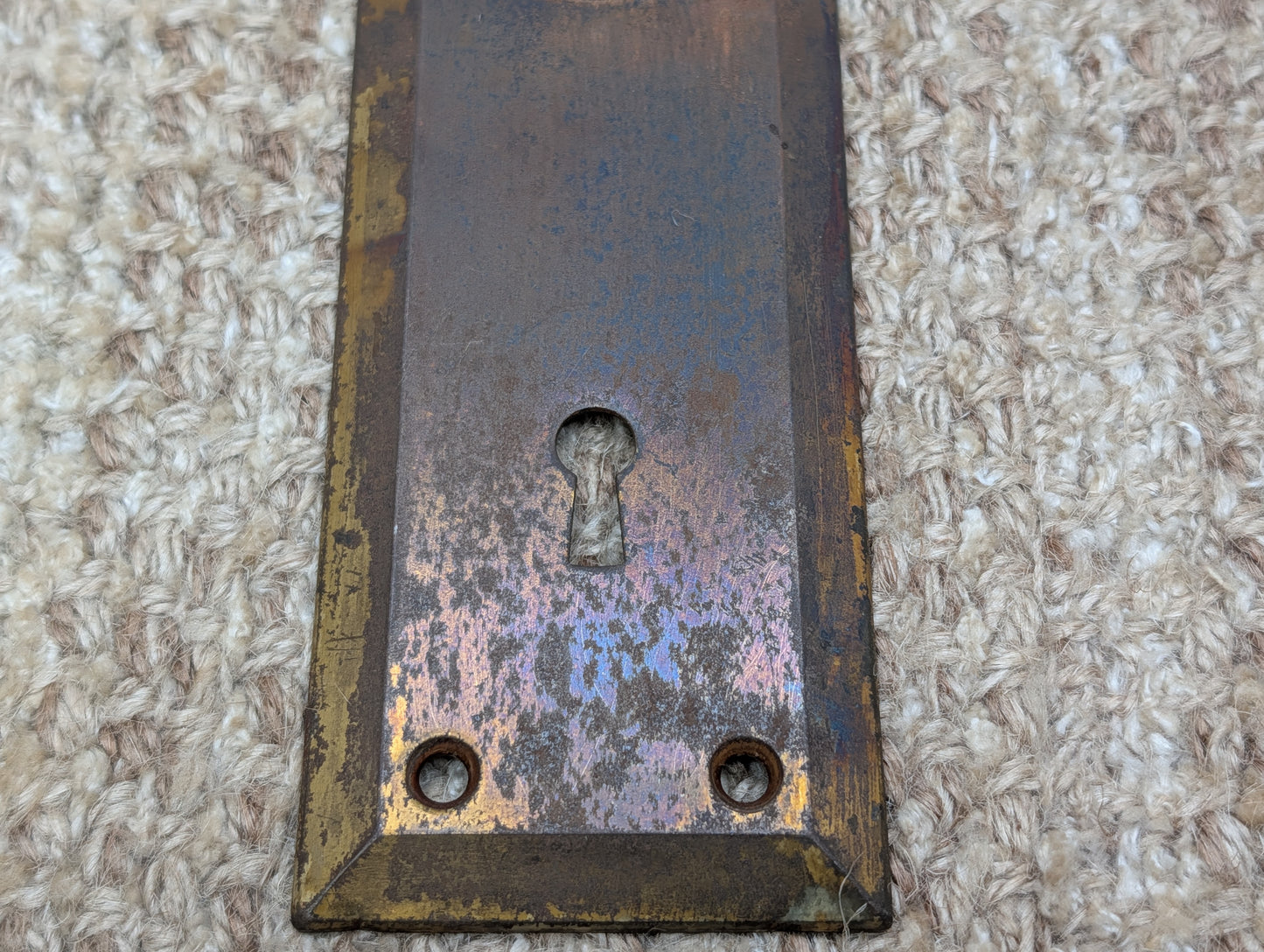 2 1/4" x 7" Antique Steel Door Knob Plate