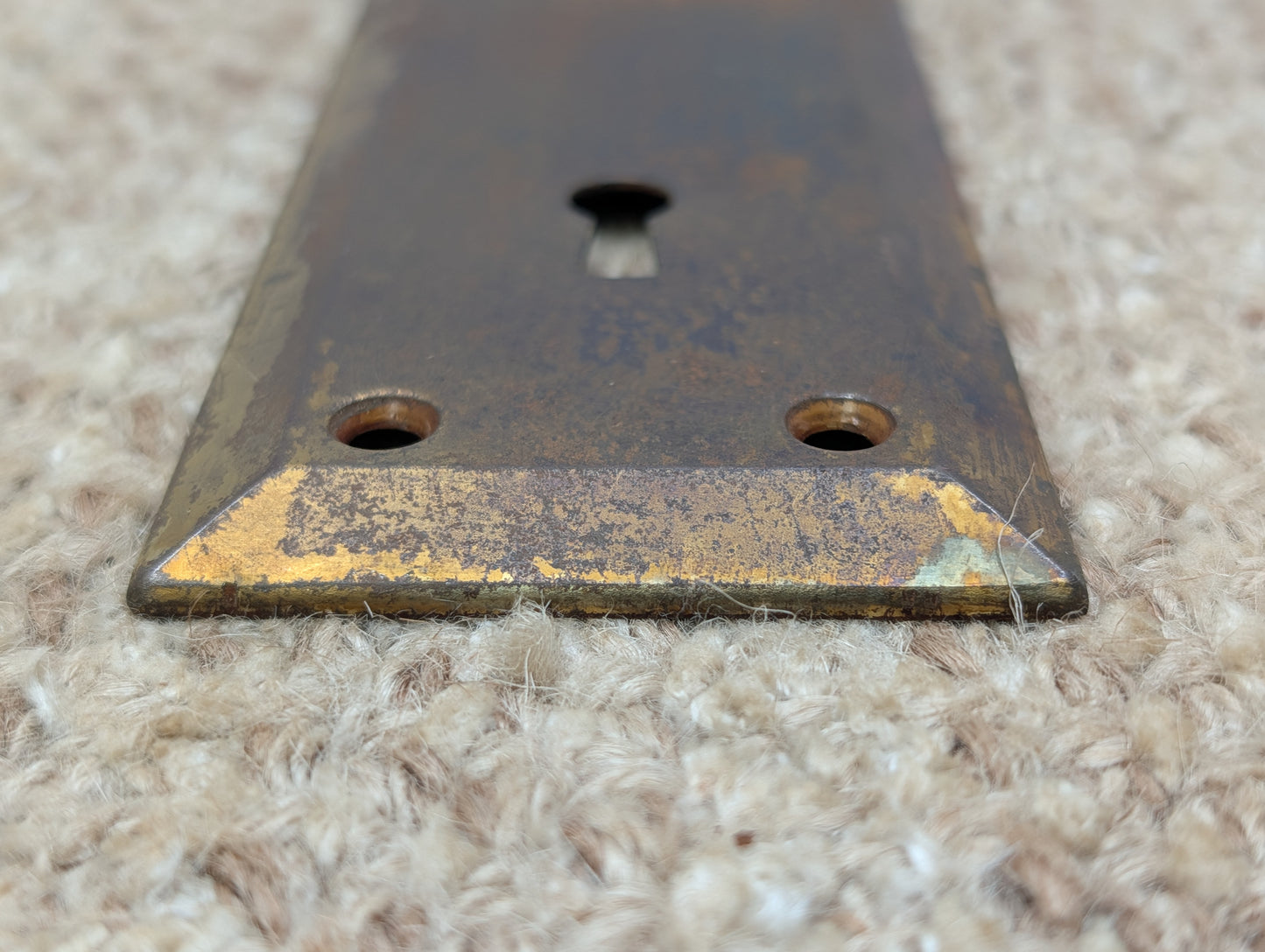 2 1/4" x 7" Antique Steel Door Knob Plate