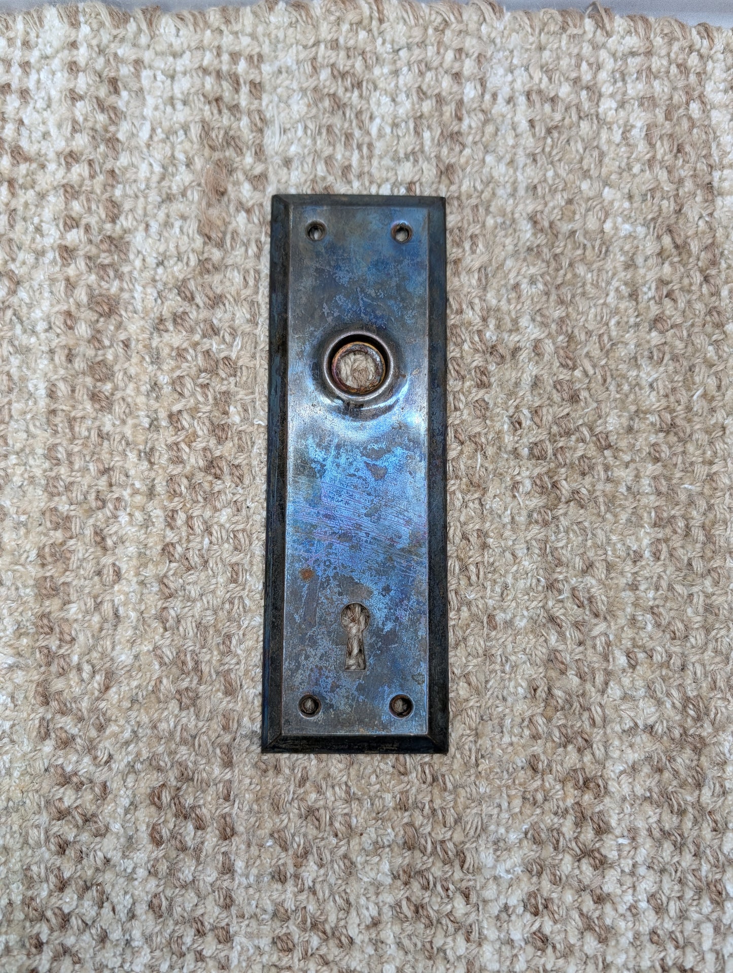 2 1/4" x 7" Antique Steel Door Knob Plate