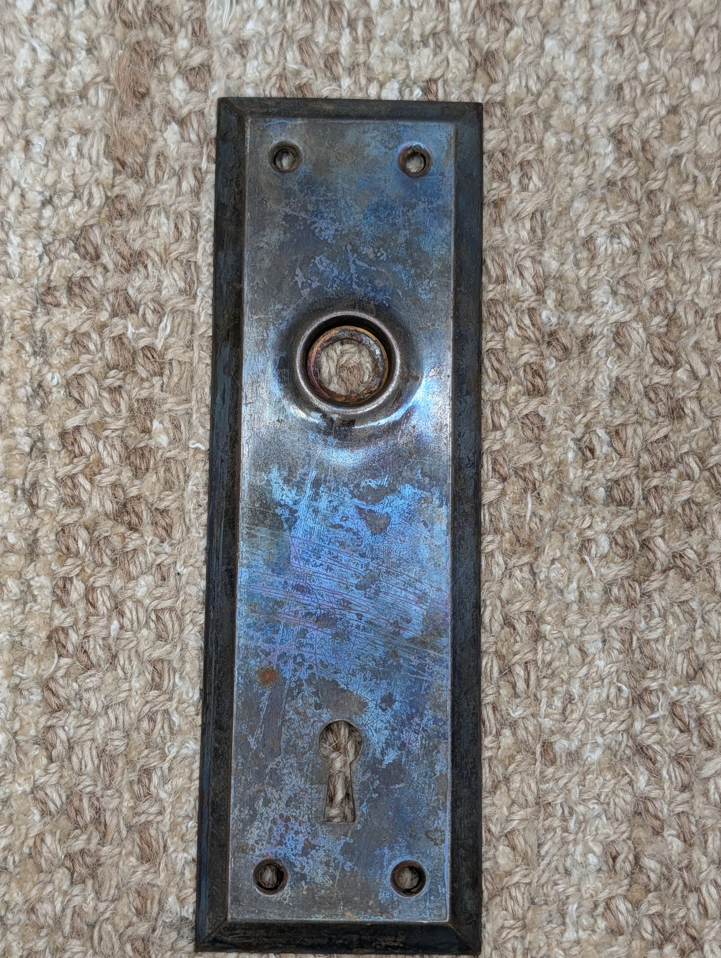 2 1/4" x 7" Antique Steel Door Knob Plate