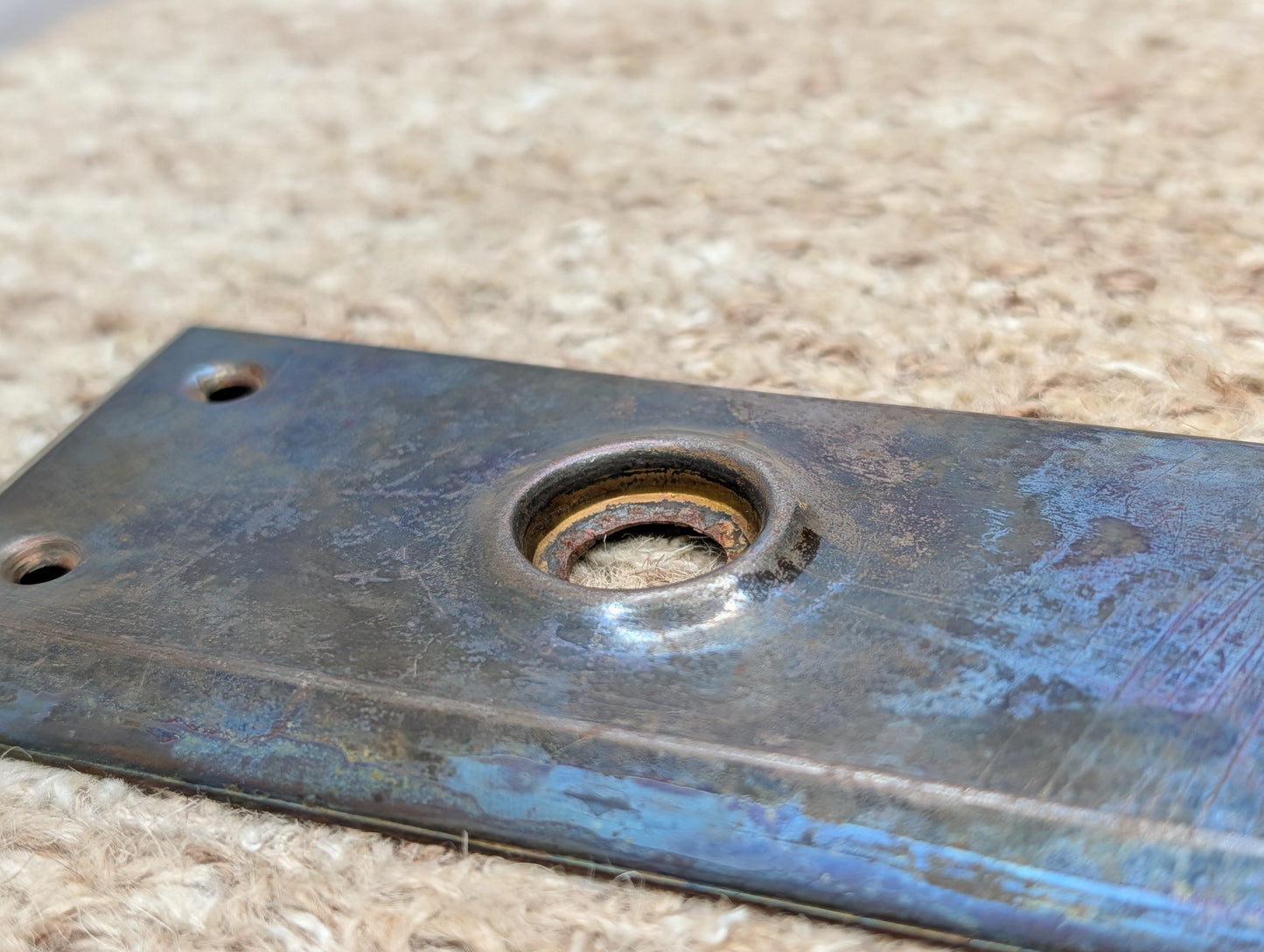 2 1/4" x 7" Antique Steel Door Knob Plate