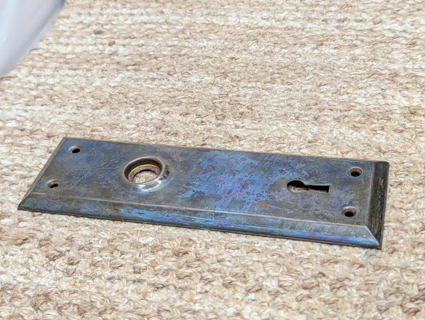 2 1/4" x 7" Antique Steel Door Knob Plate