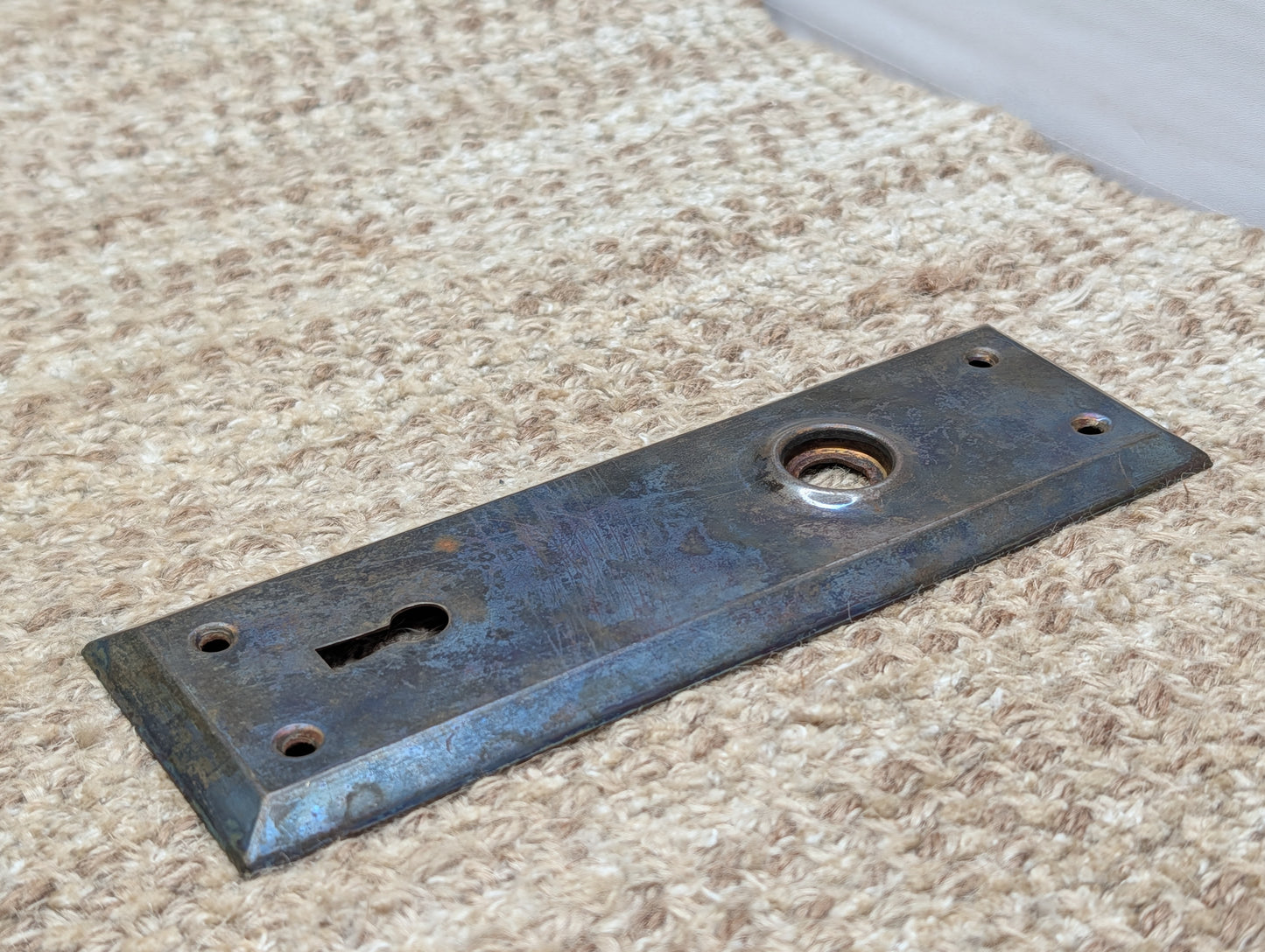 2 1/4" x 7" Antique Steel Door Knob Plate