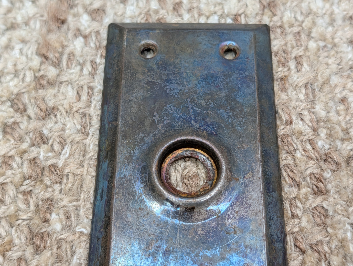 2 1/4" x 7" Antique Steel Door Knob Plate
