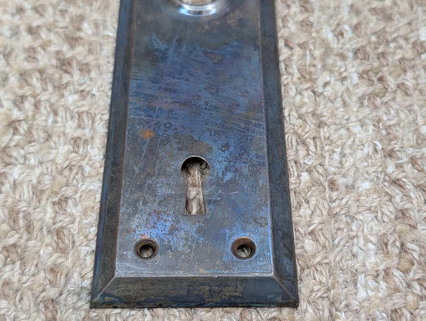 2 1/4" x 7" Antique Steel Door Knob Plate