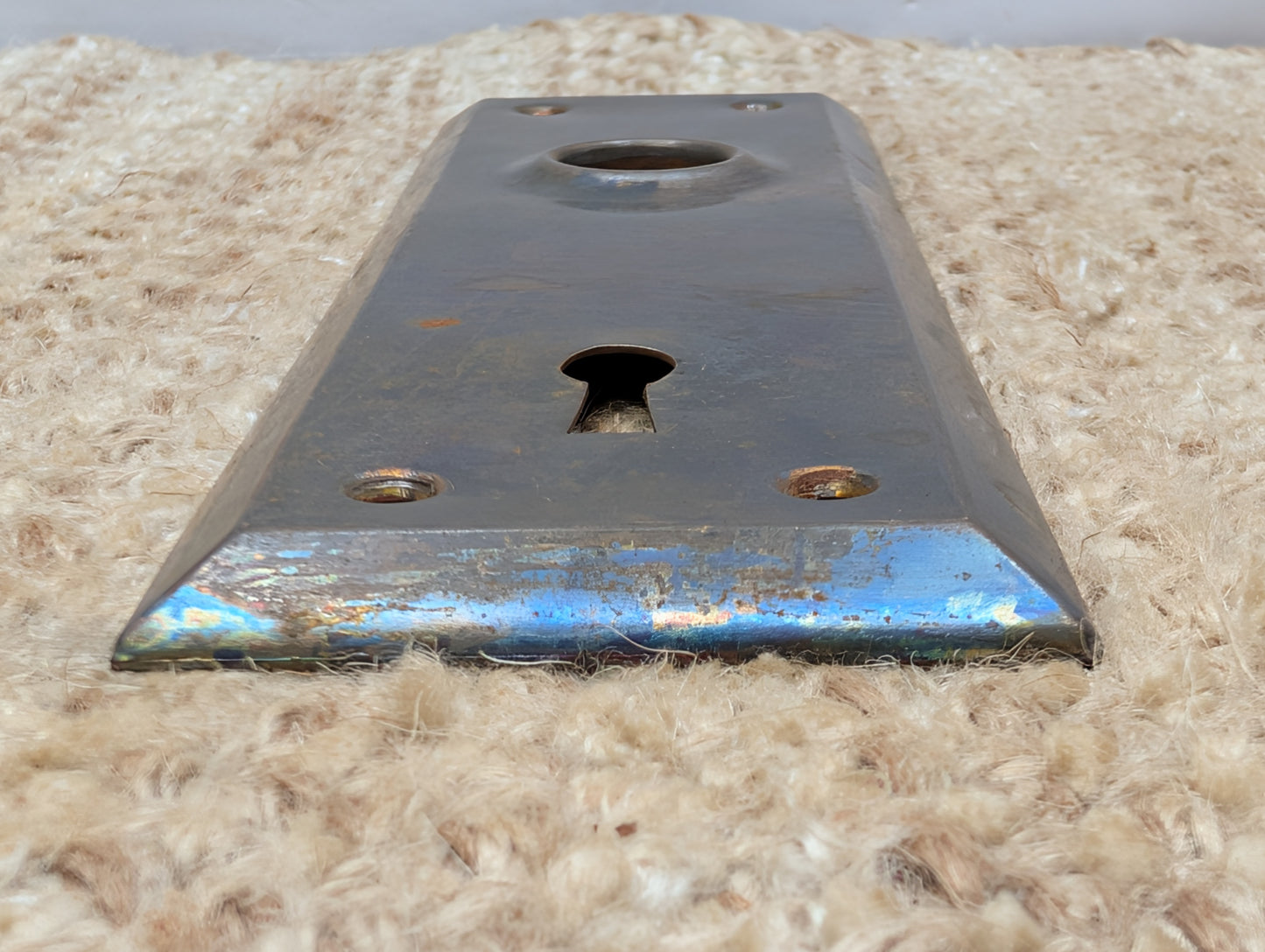 2 1/4" x 7" Antique Steel Door Knob Plate