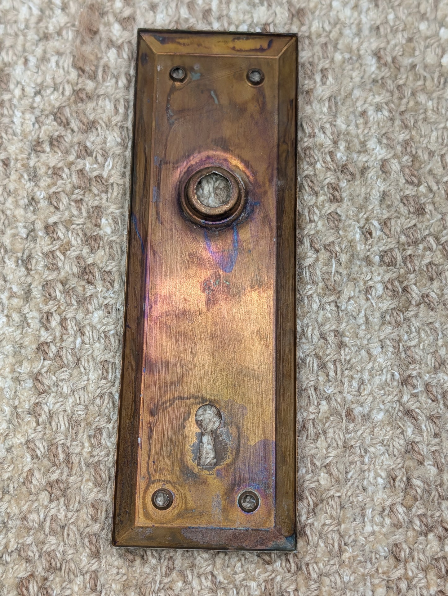 2 1/4" x 7" Antique Steel Door Knob Plate