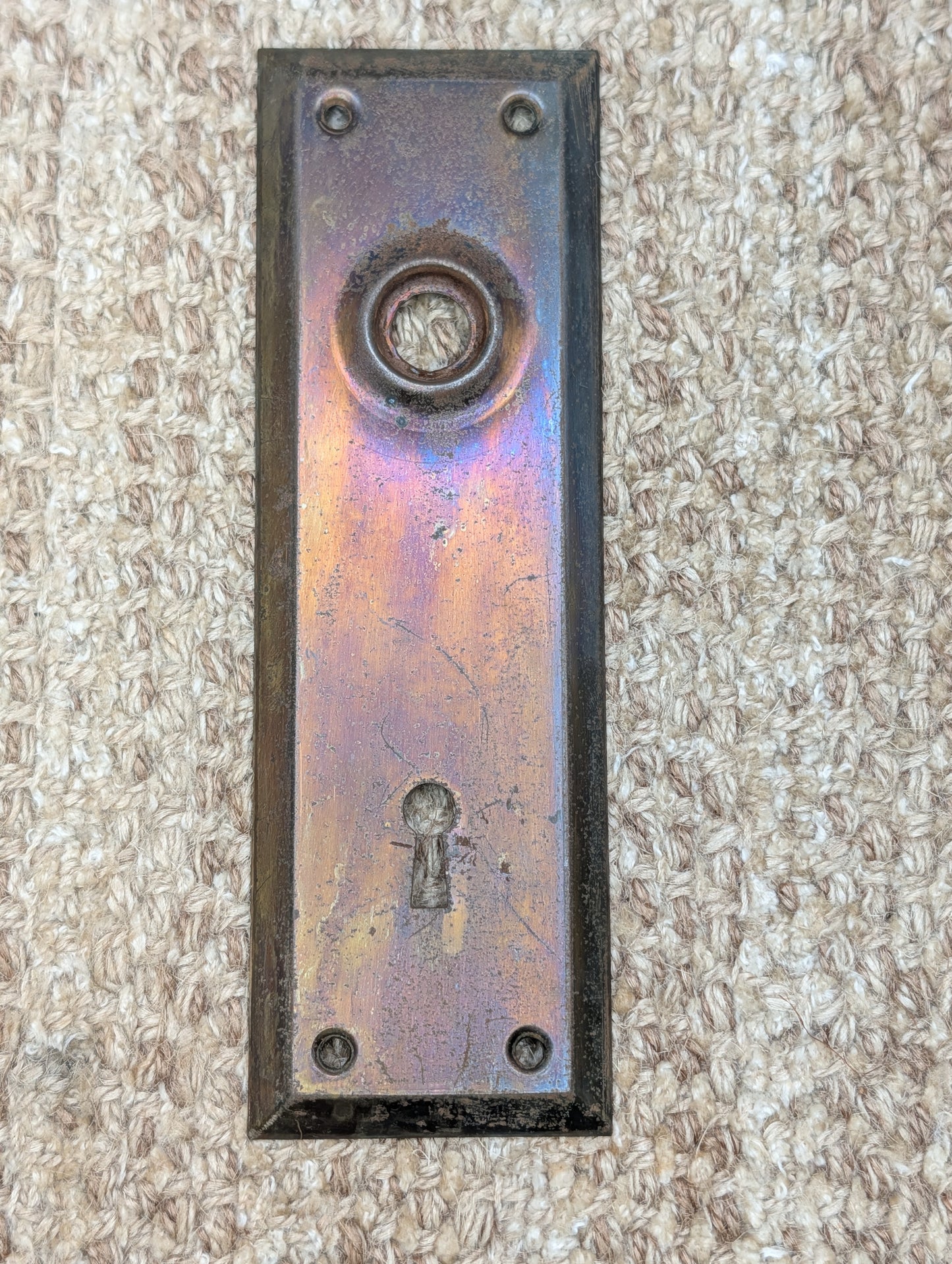 2 1/4" x 7" Antique Steel Door Knob Plate