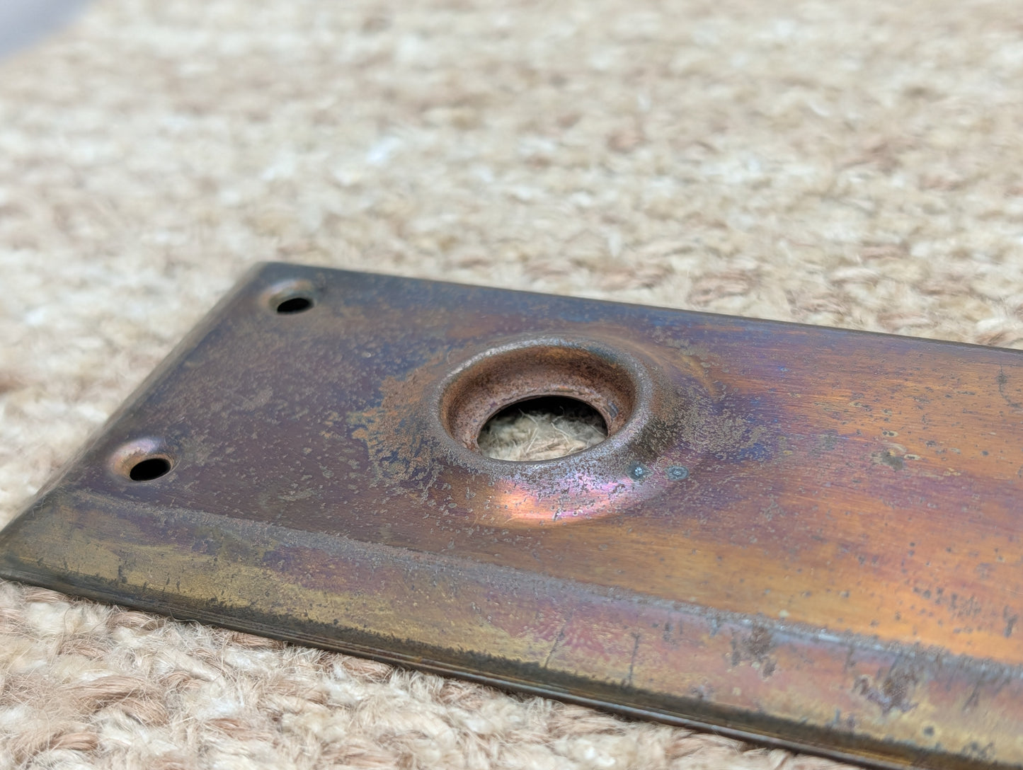 2 1/4" x 7" Antique Steel Door Knob Plate
