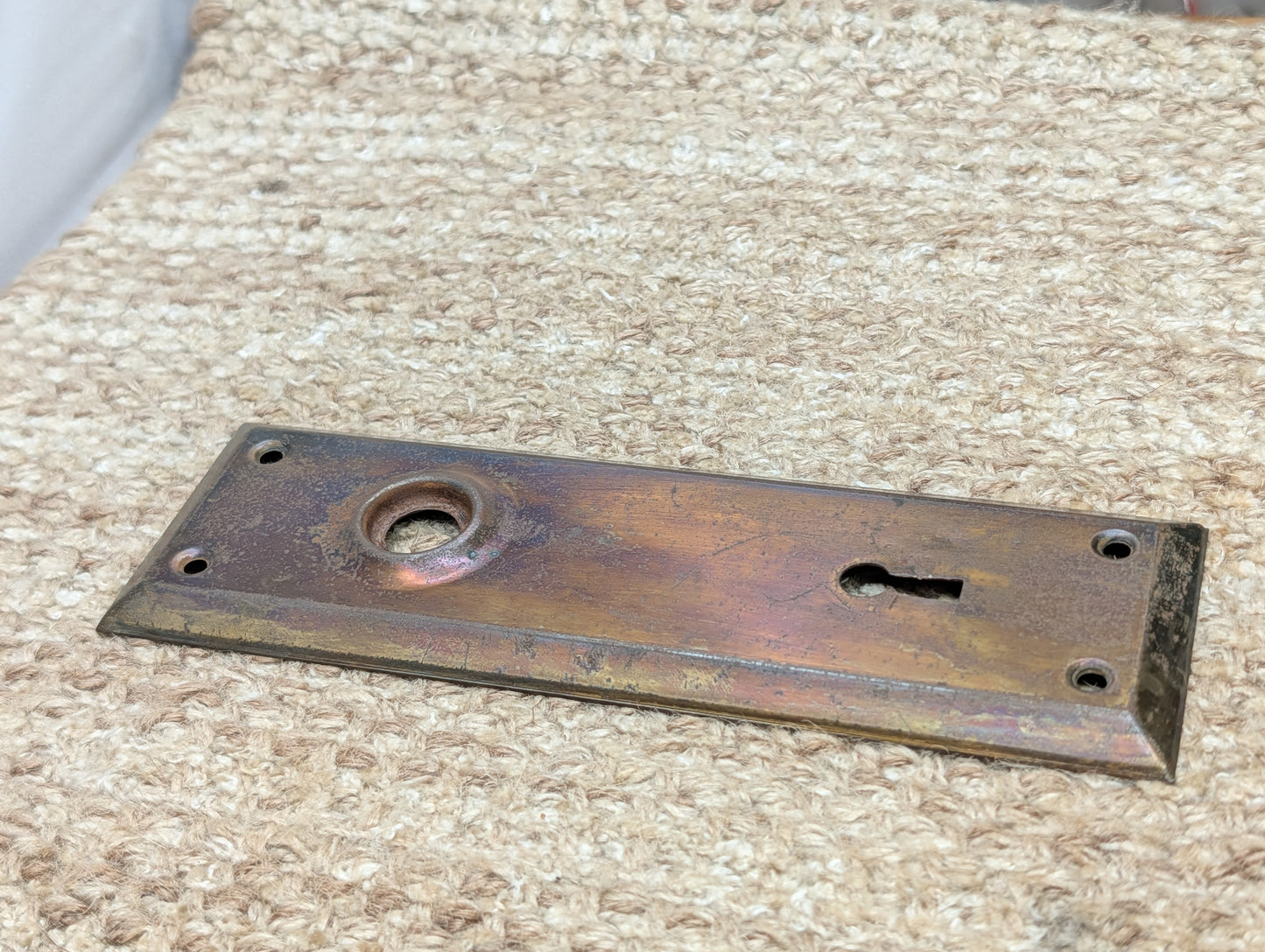 2 1/4" x 7" Antique Steel Door Knob Plate