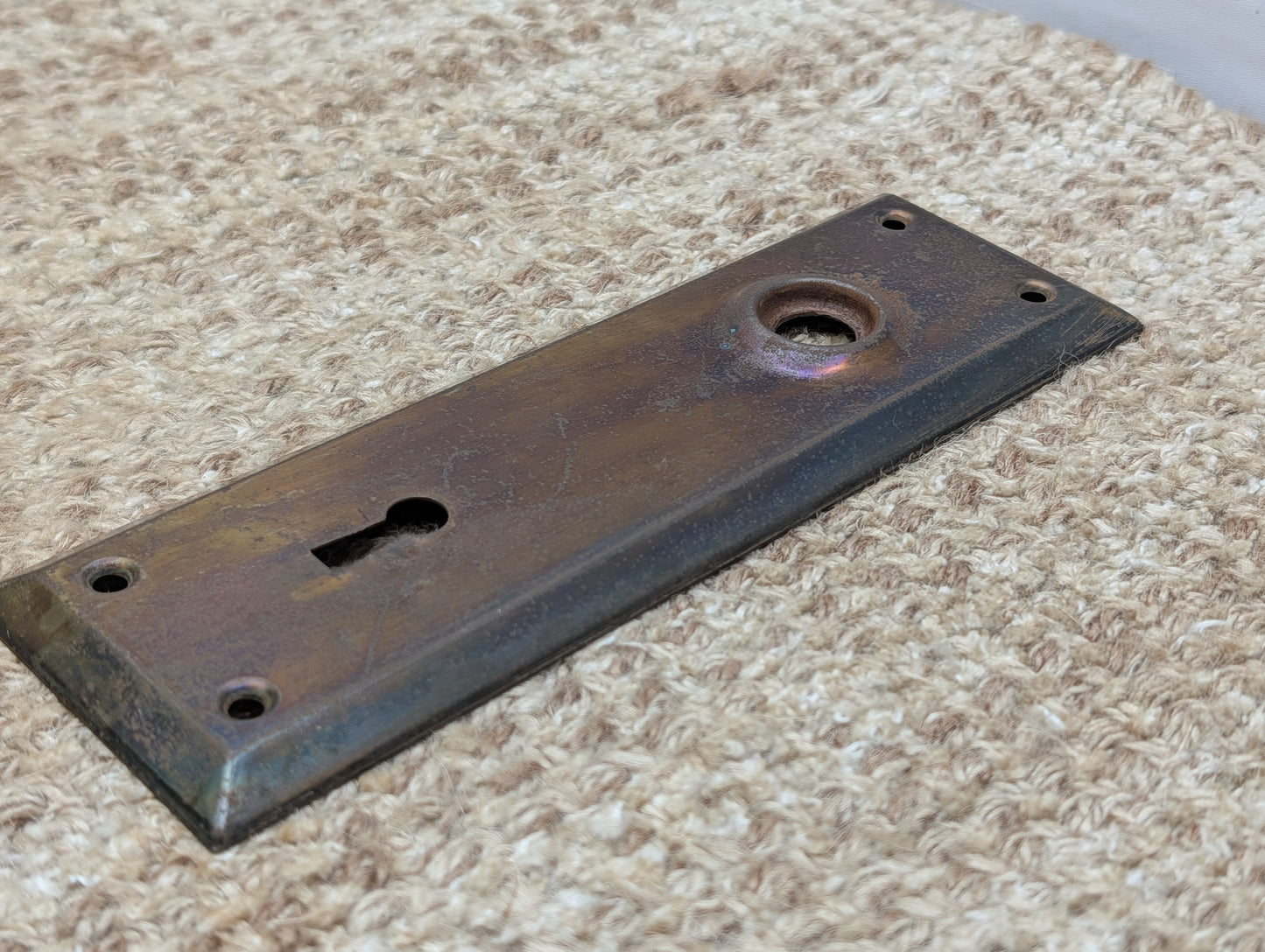 2 1/4" x 7" Antique Steel Door Knob Plate