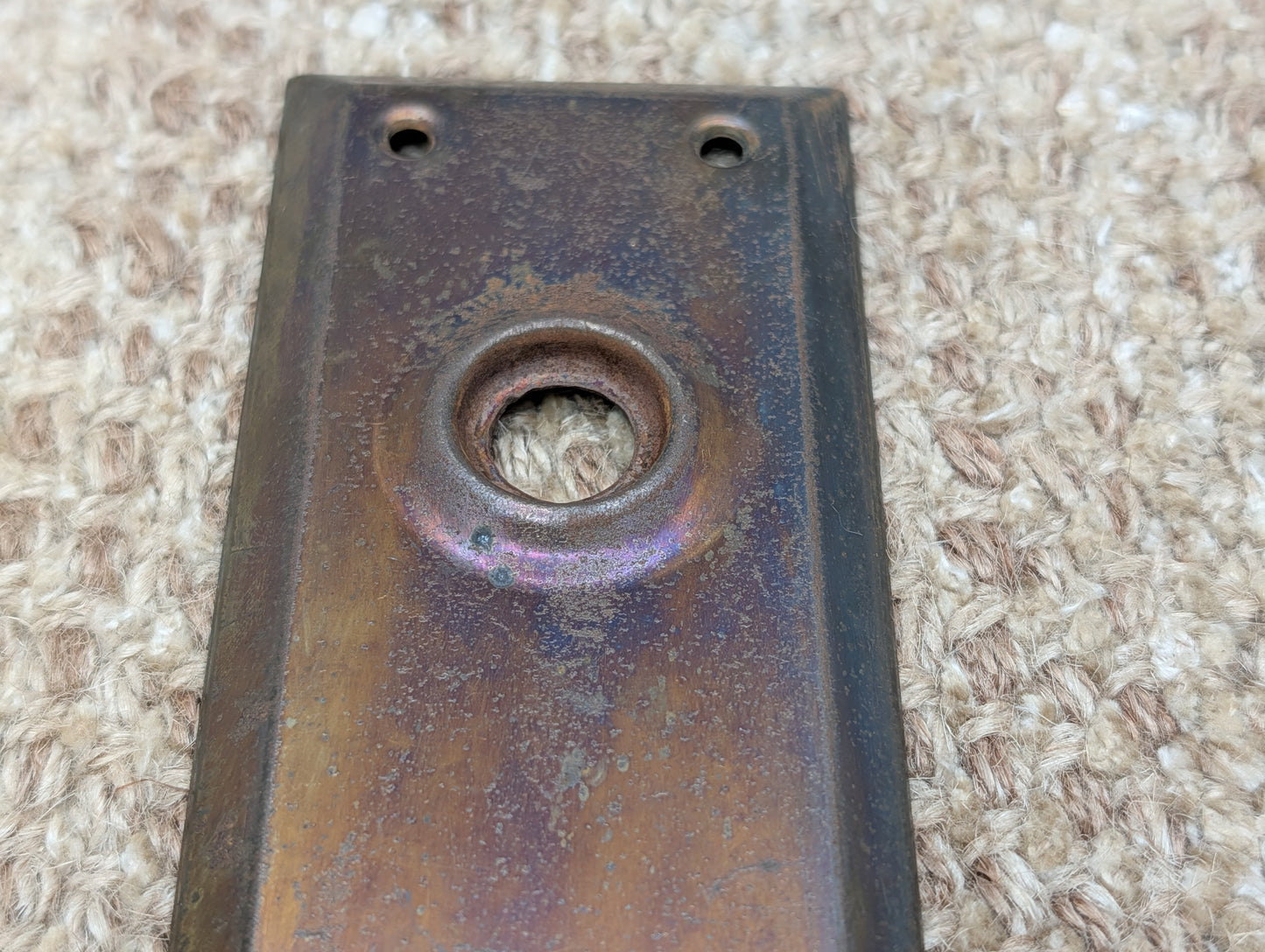 2 1/4" x 7" Antique Steel Door Knob Plate