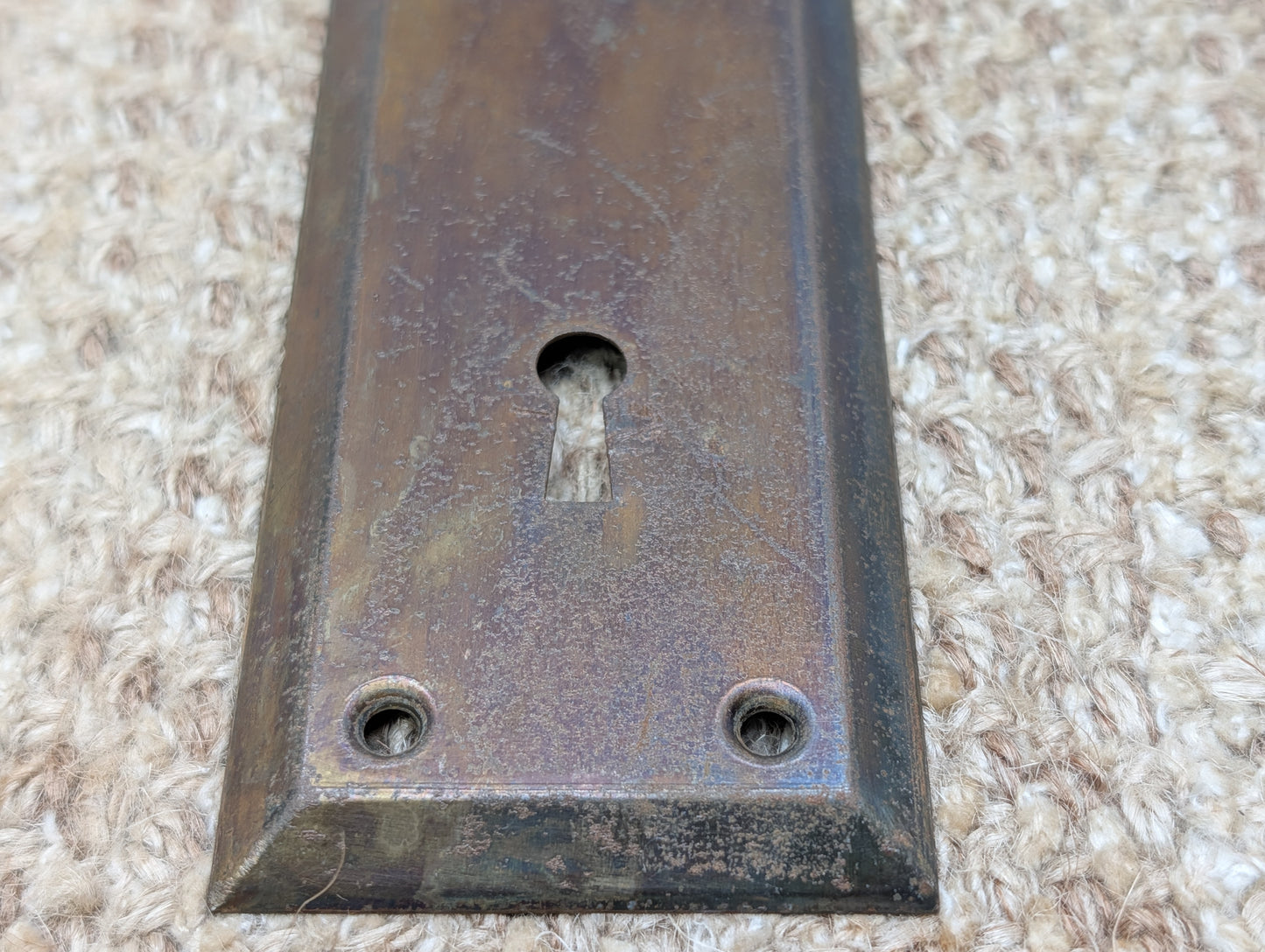 2 1/4" x 7" Antique Steel Door Knob Plate