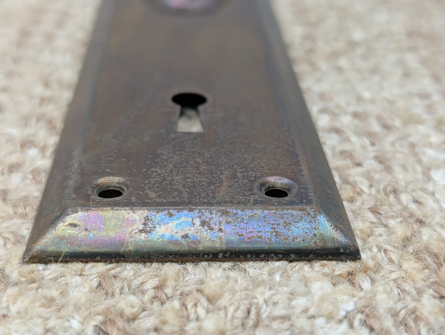 2 1/4" x 7" Antique Steel Door Knob Plate