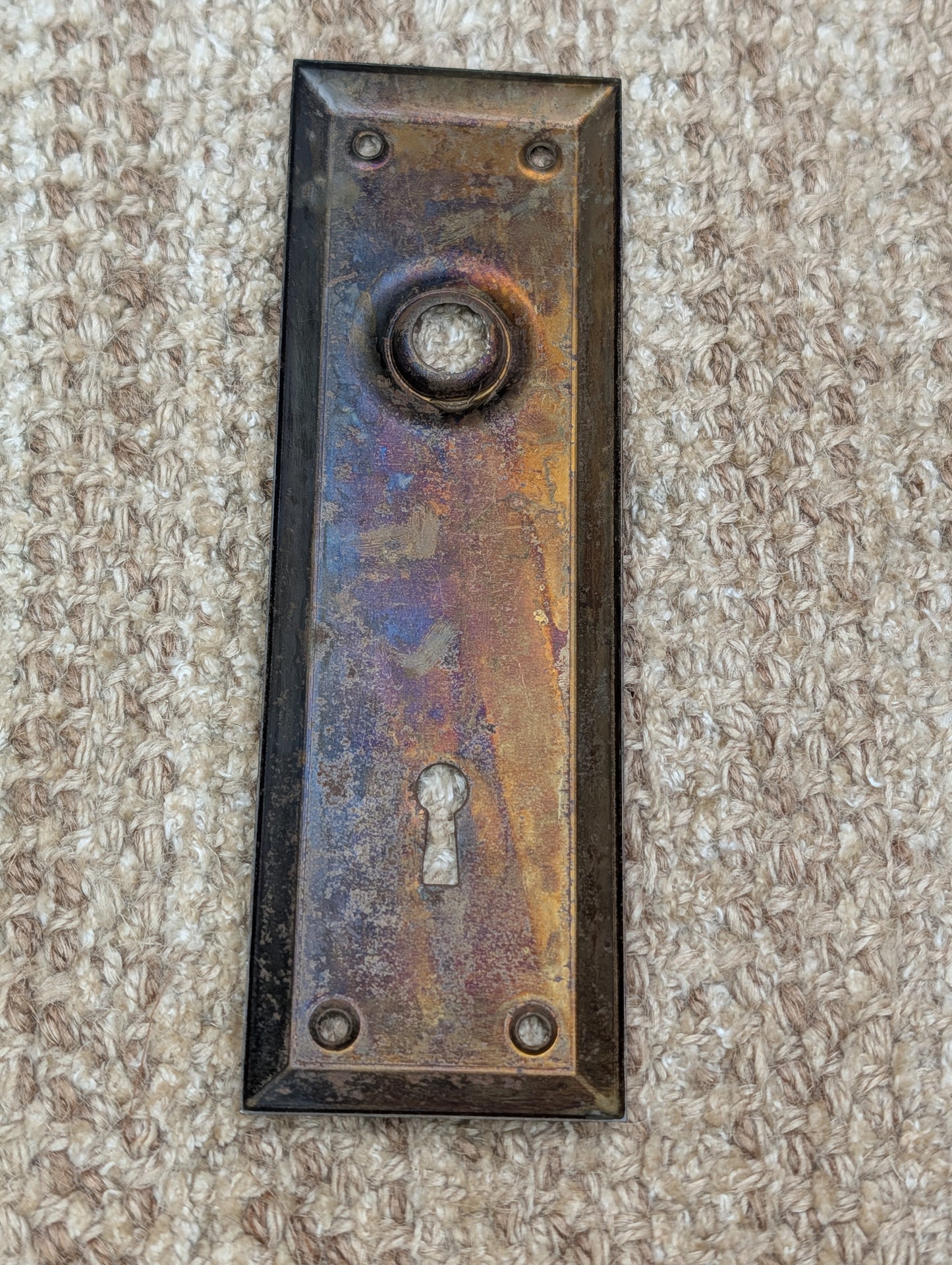 2 1/4" x 7" Antique Steel Door Knob Plate