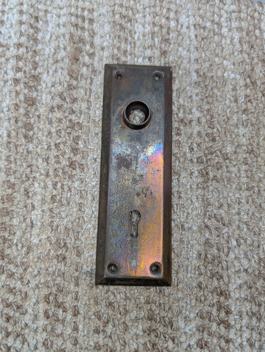 2 1/4" x 7" Antique Steel Door Knob Plate