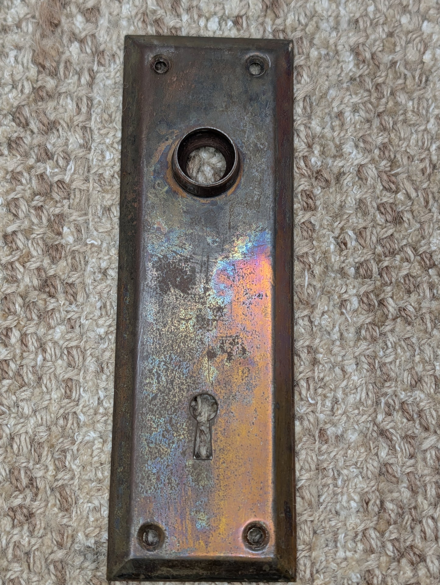 2 1/4" x 7" Antique Steel Door Knob Plate