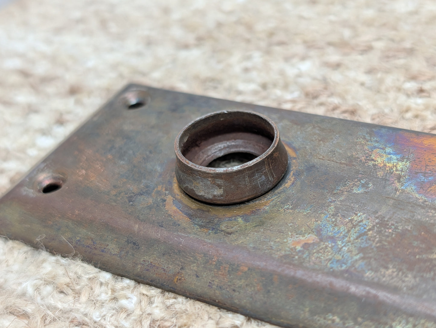 2 1/4" x 7" Antique Steel Door Knob Plate