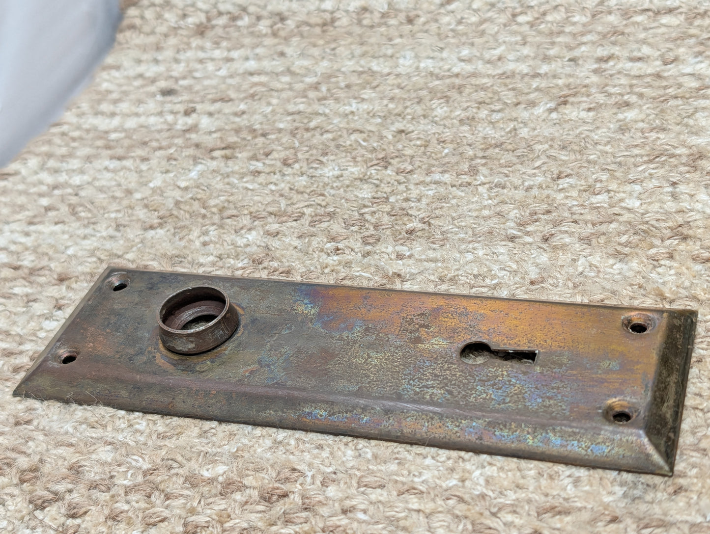 2 1/4" x 7" Antique Steel Door Knob Plate
