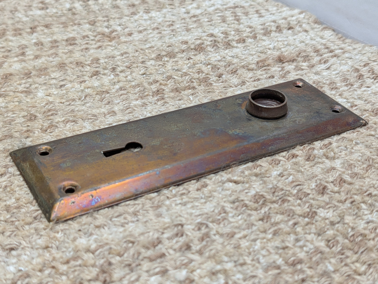 2 1/4" x 7" Antique Steel Door Knob Plate