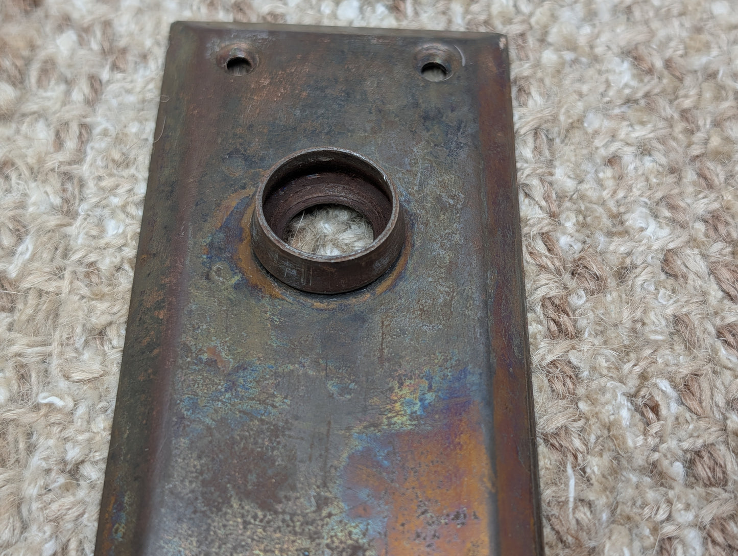 2 1/4" x 7" Antique Steel Door Knob Plate